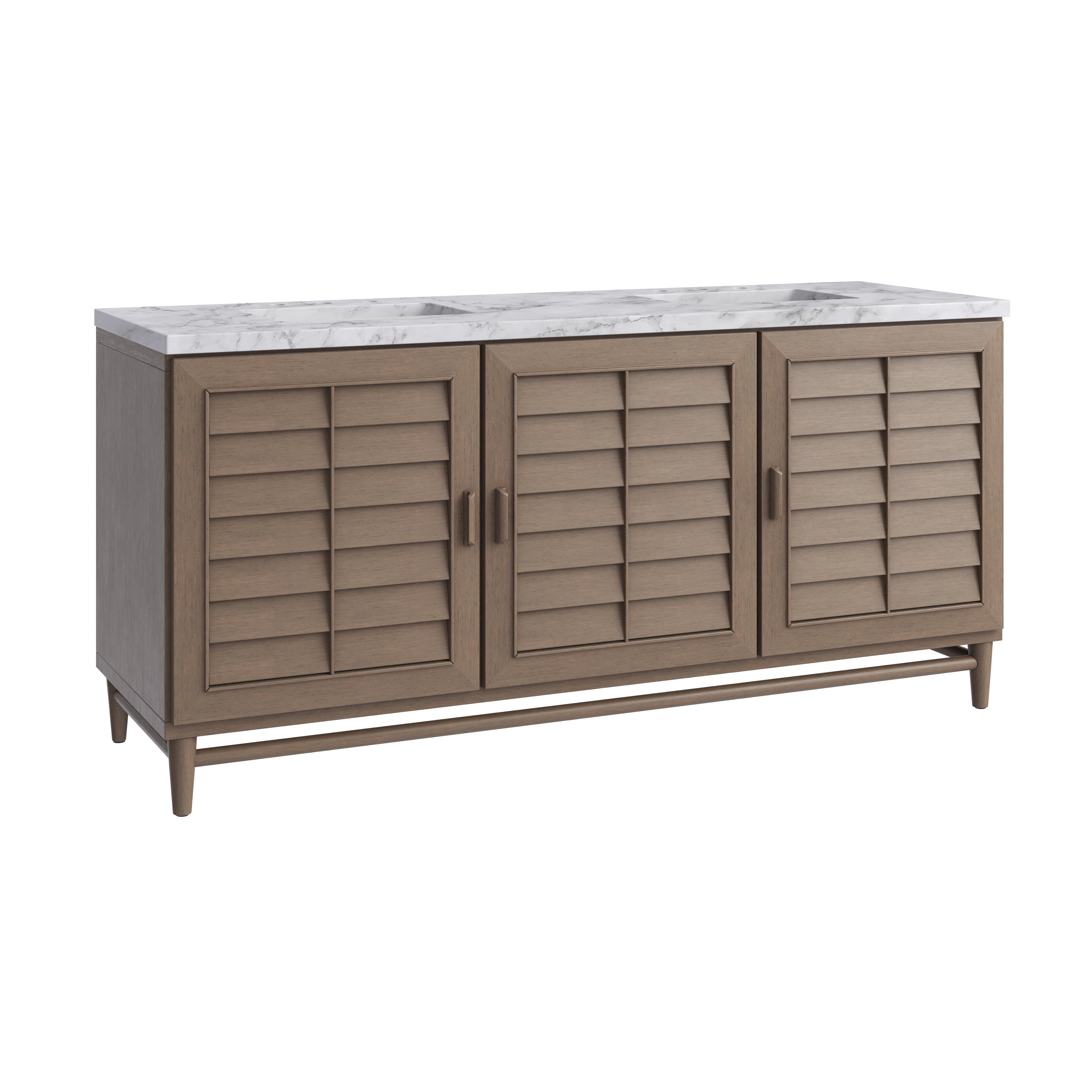 James Martin Portland 72" Double Vanity in Whitewashed Walnut with 3cm Countertop