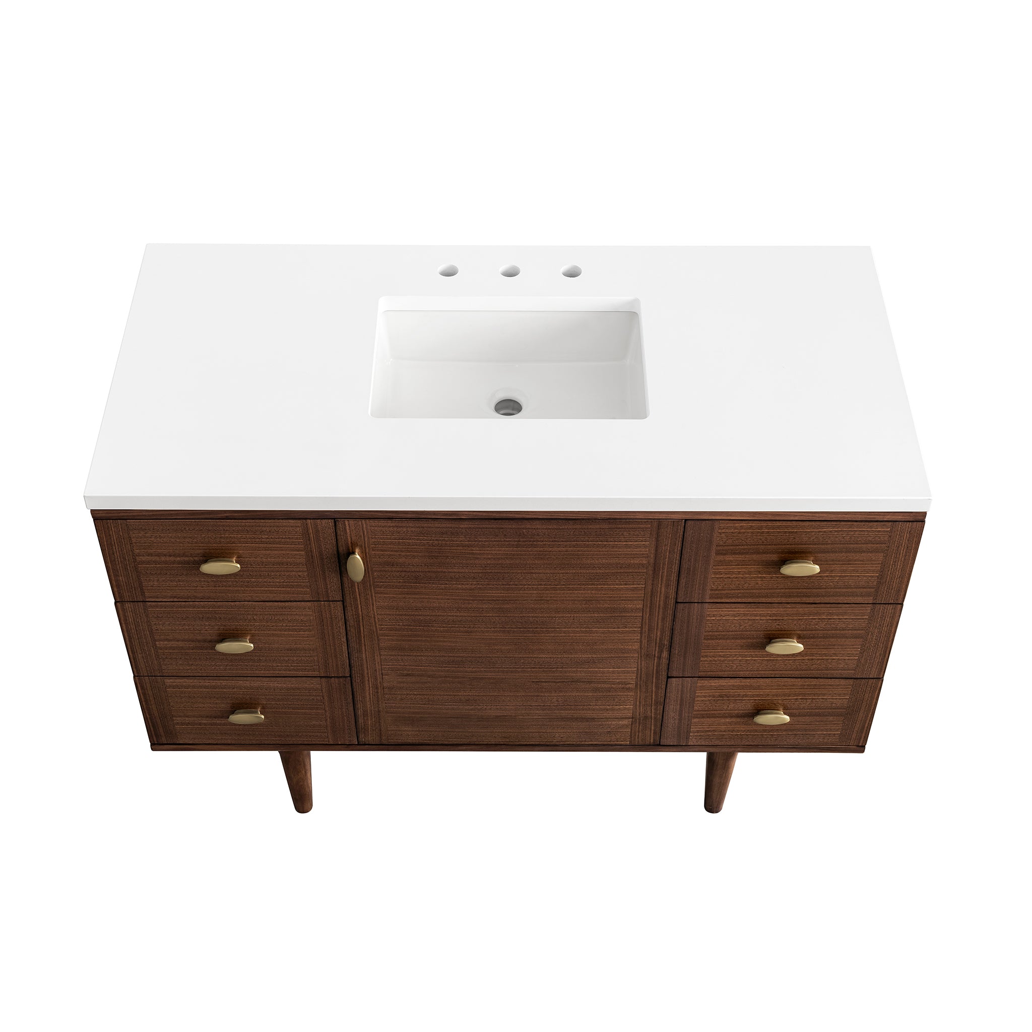 James Martin Amberly 48" Single Vanity in Mid-Century Walnut with 3cm Countertop