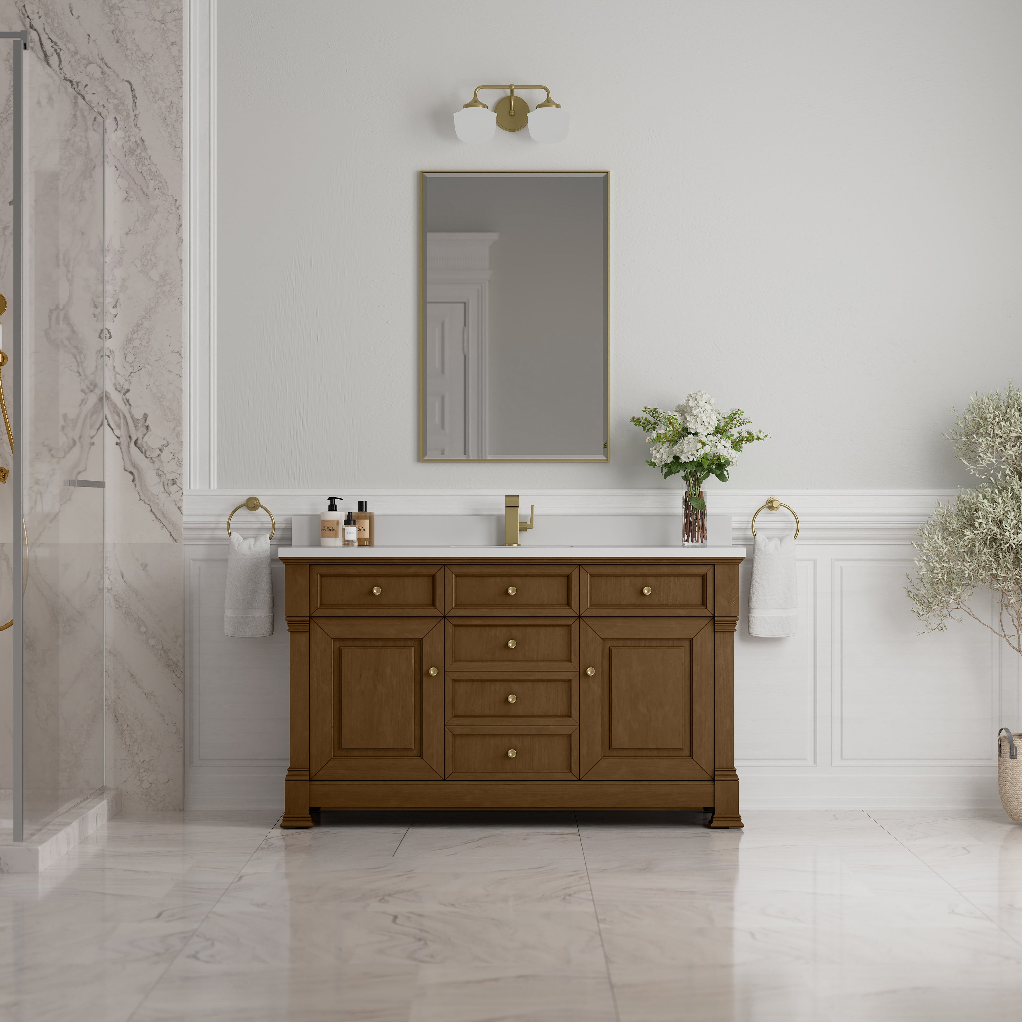 James Martin Brookfield 60" Single Vanity in Honey Oak with 3cm Countertop