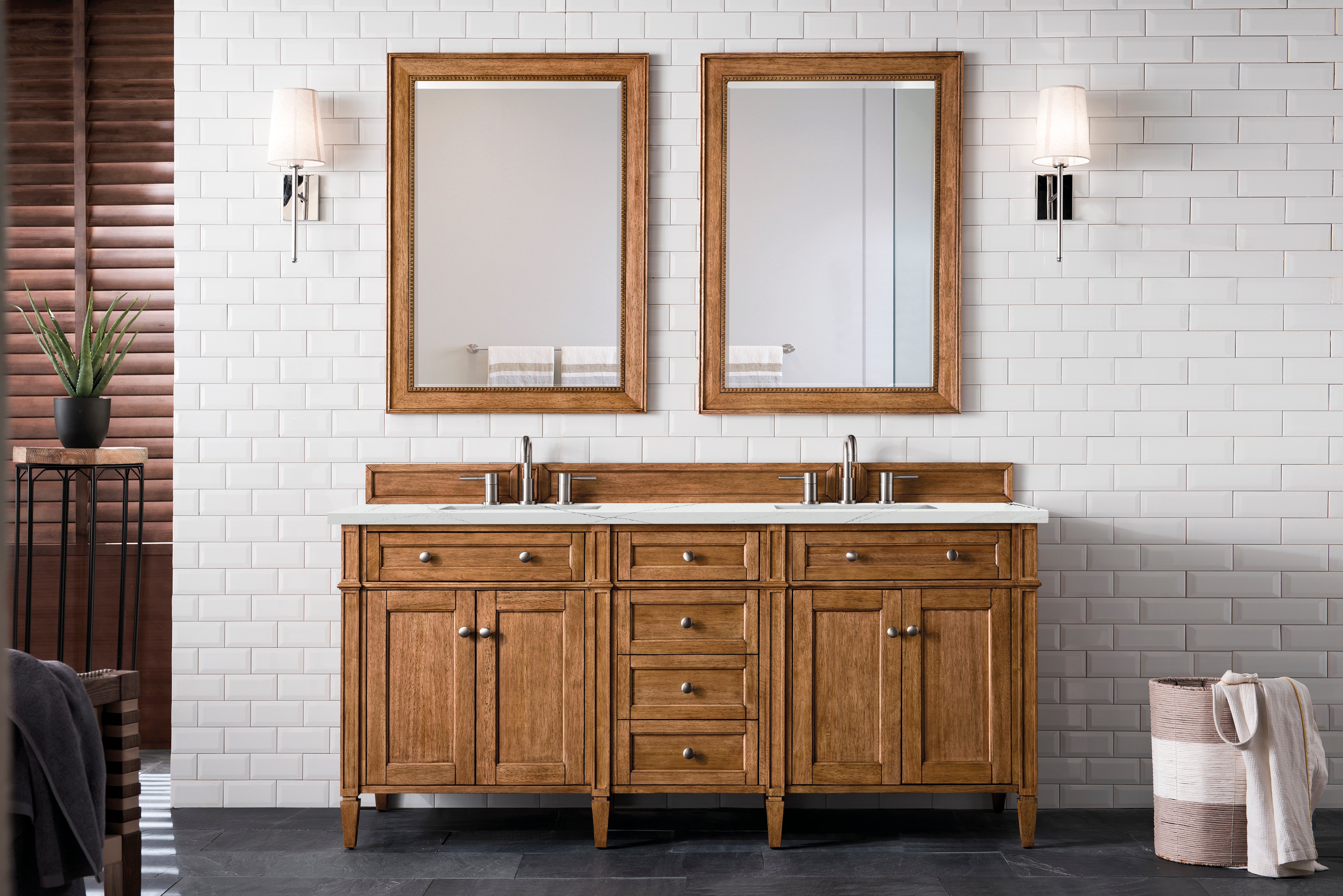 James Martin Brittany 72" Double Vanity in Saddle Brown with 3cm Countertop