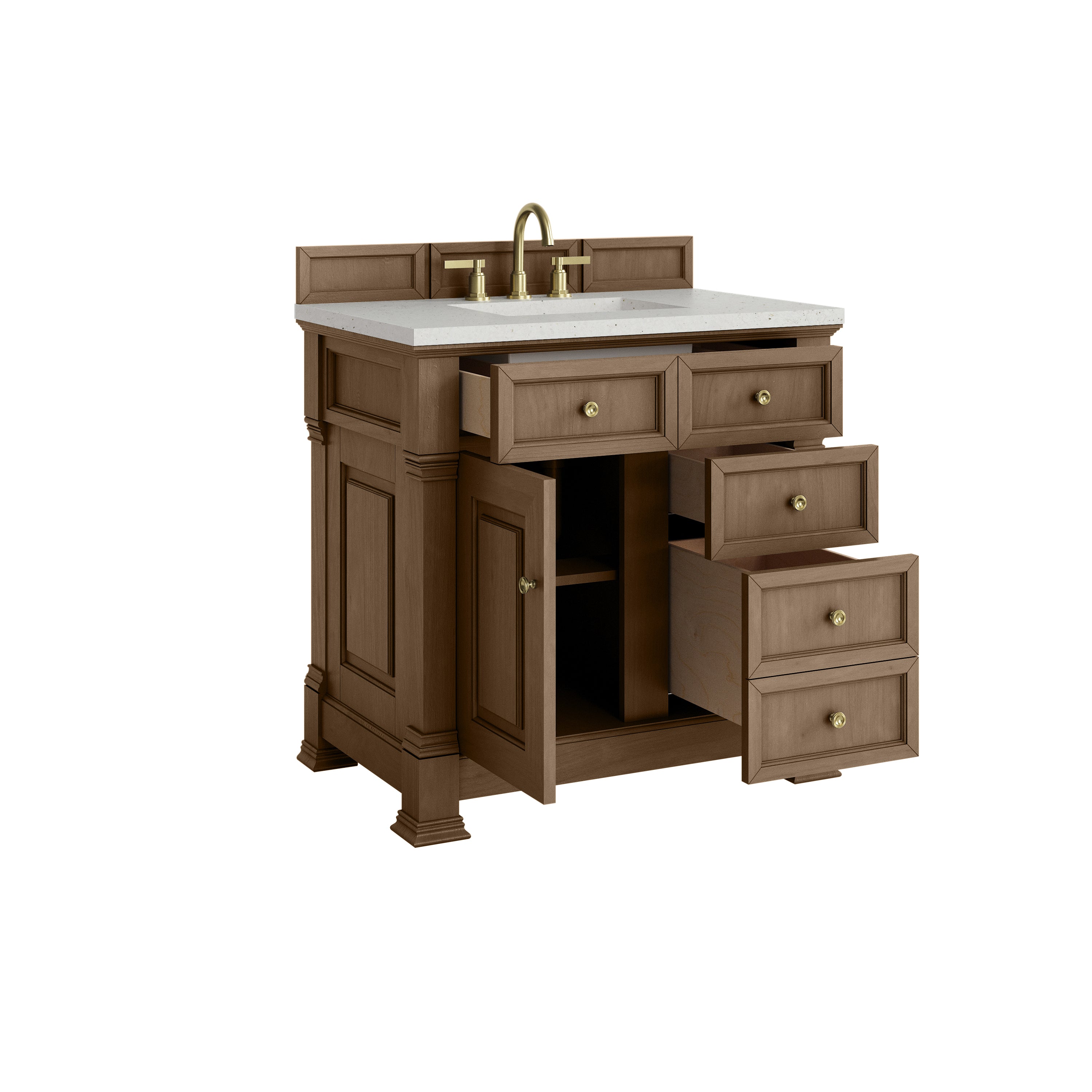James Martin Brookfield 36" Single Vanity in Pecan with 3cm Countertop