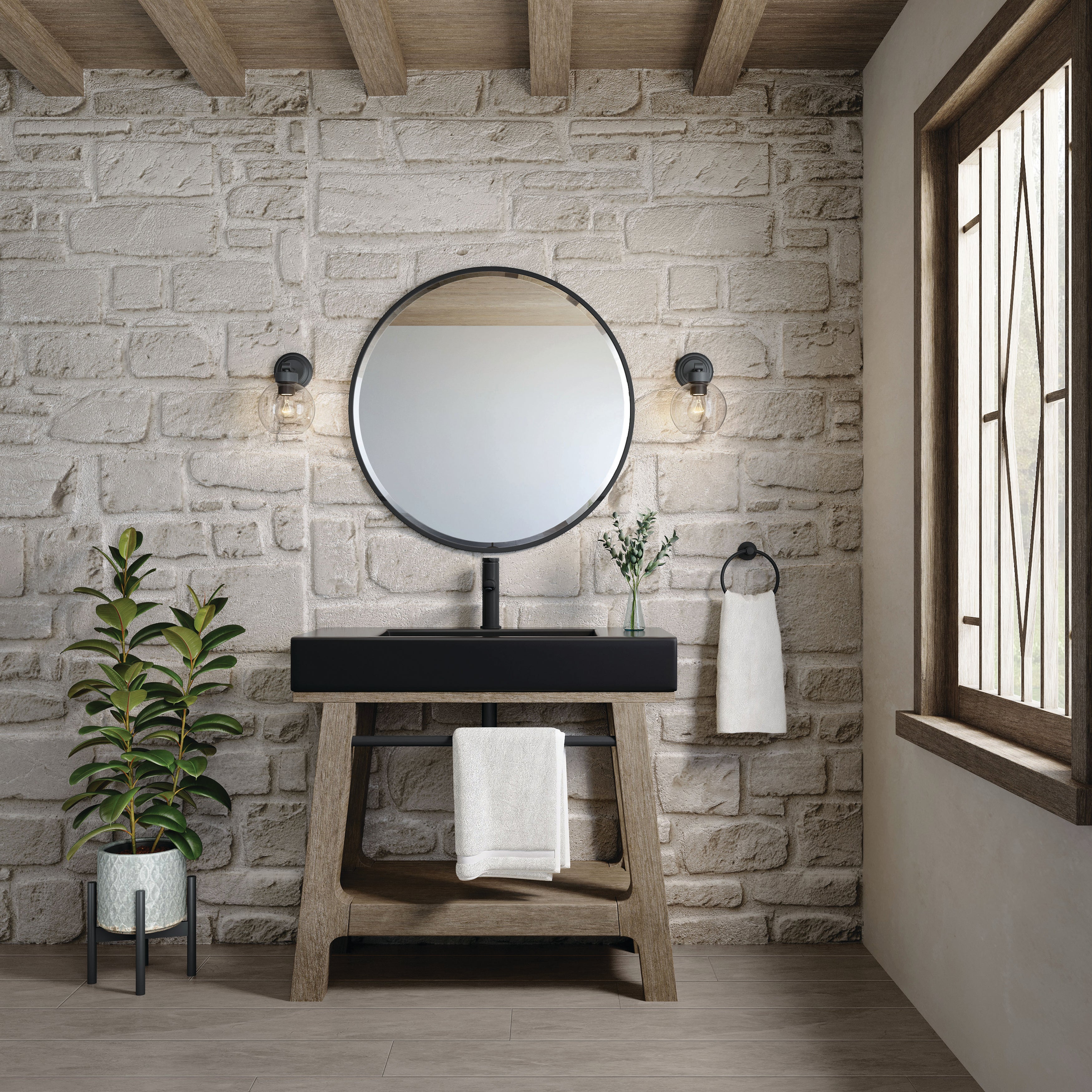 James Martin Auburn 36" Single Weathered Timber Sink Console