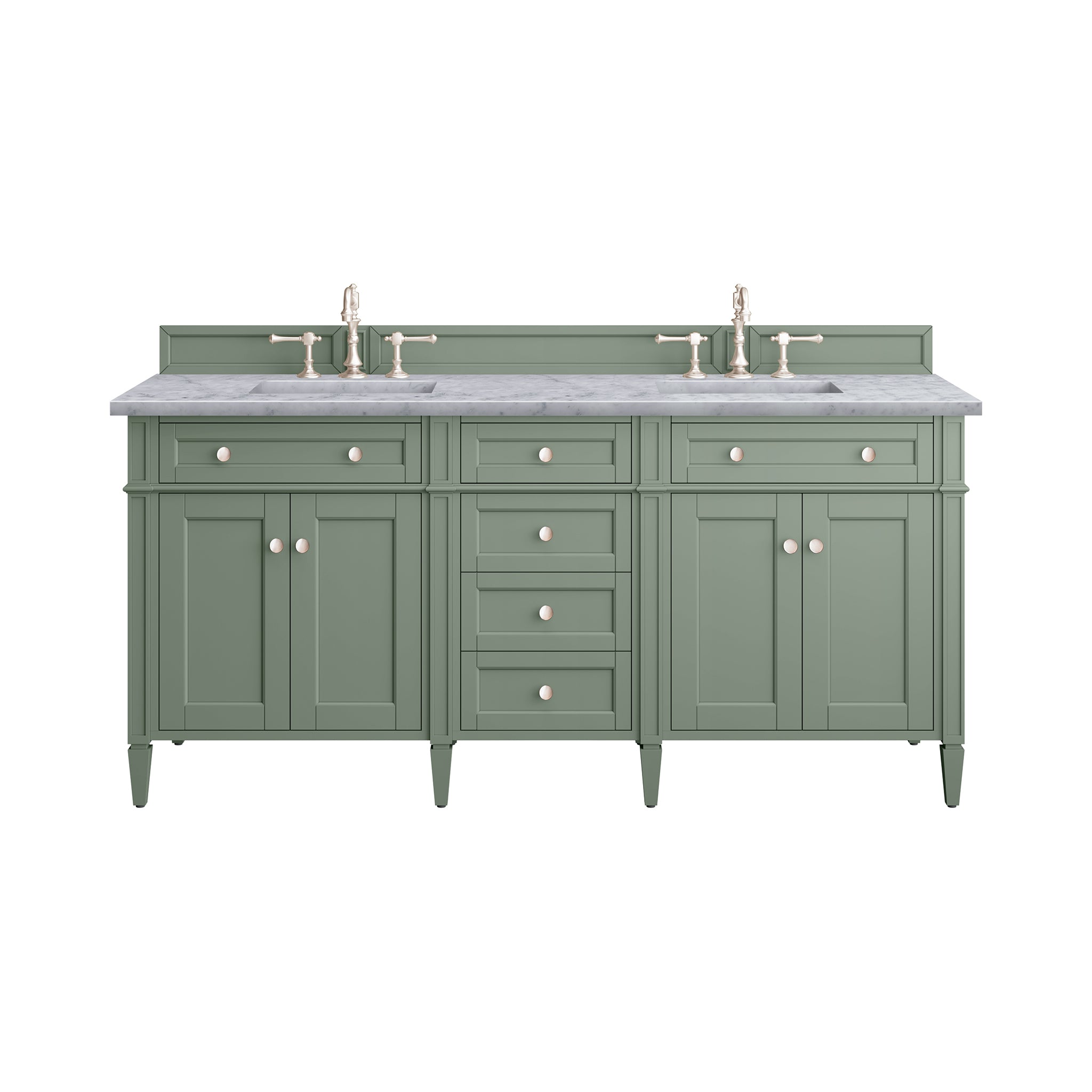 James Martin Brittany 72" Double Vanity in Smokey Celadon with 3cm Countertop