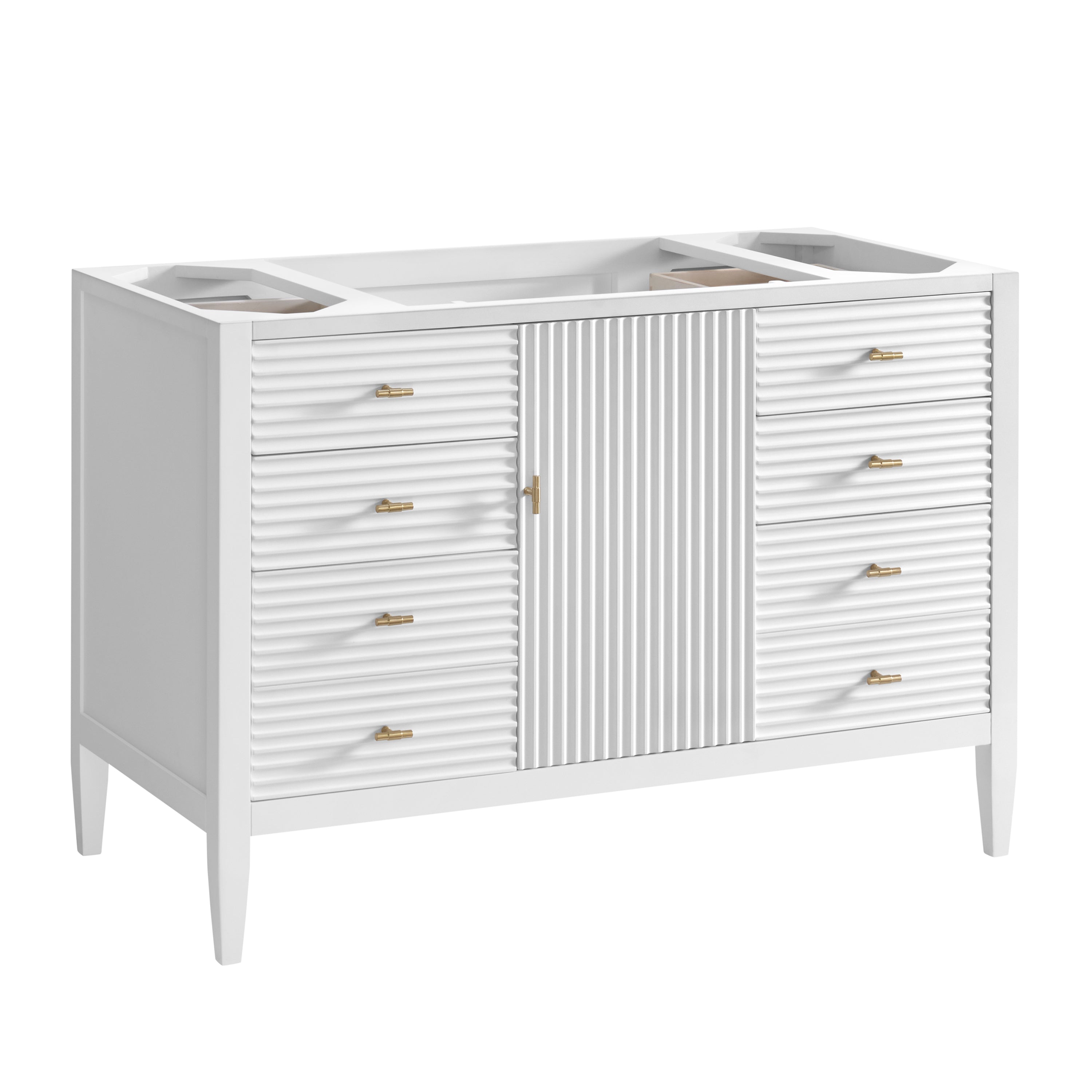 James Martin Myrrin 48" Single Vanity in Bright White with 3cm Countertop and FreePower Wireless Charger