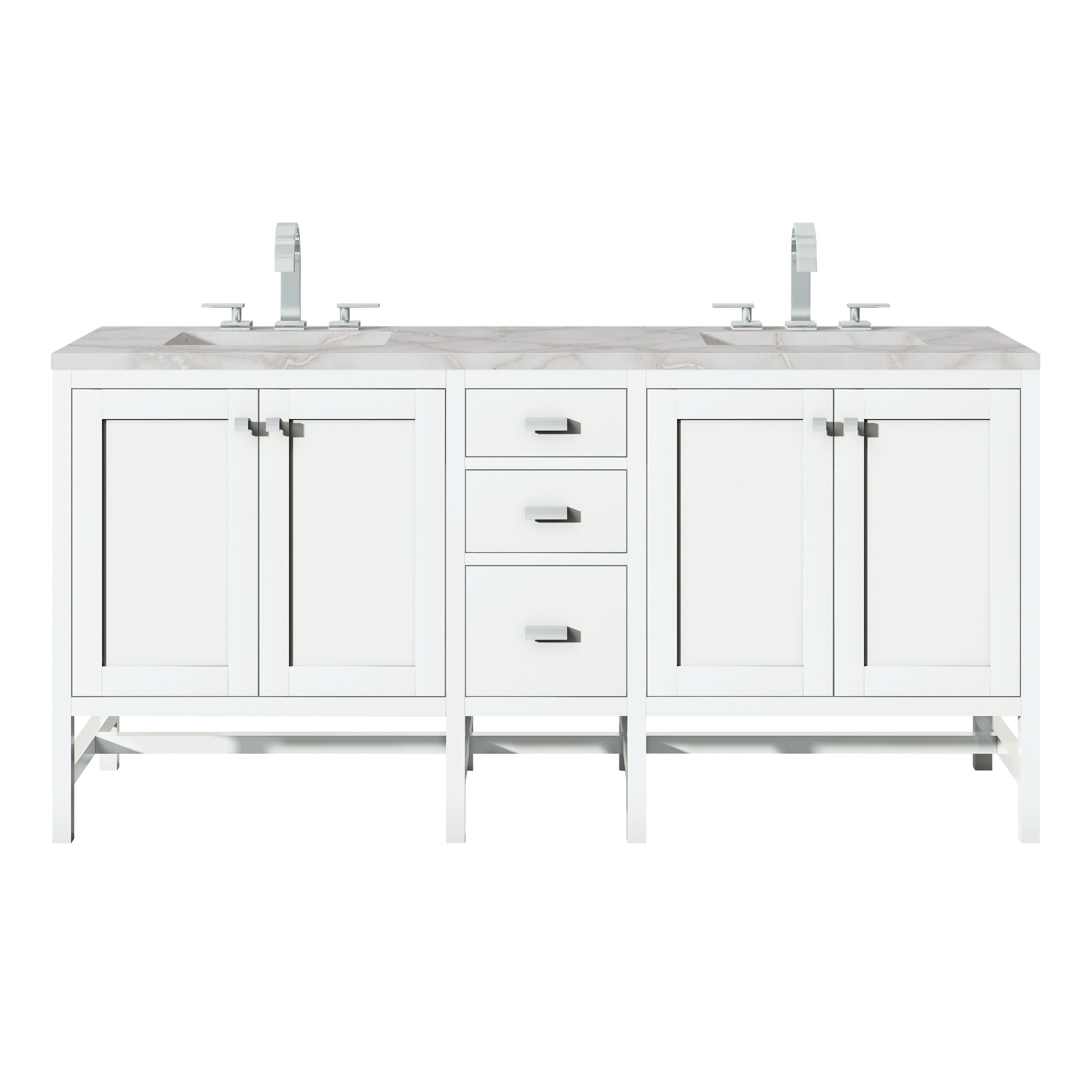 James Martin Addison 72" Double Vanity in Glossy White with 3cm Countertop