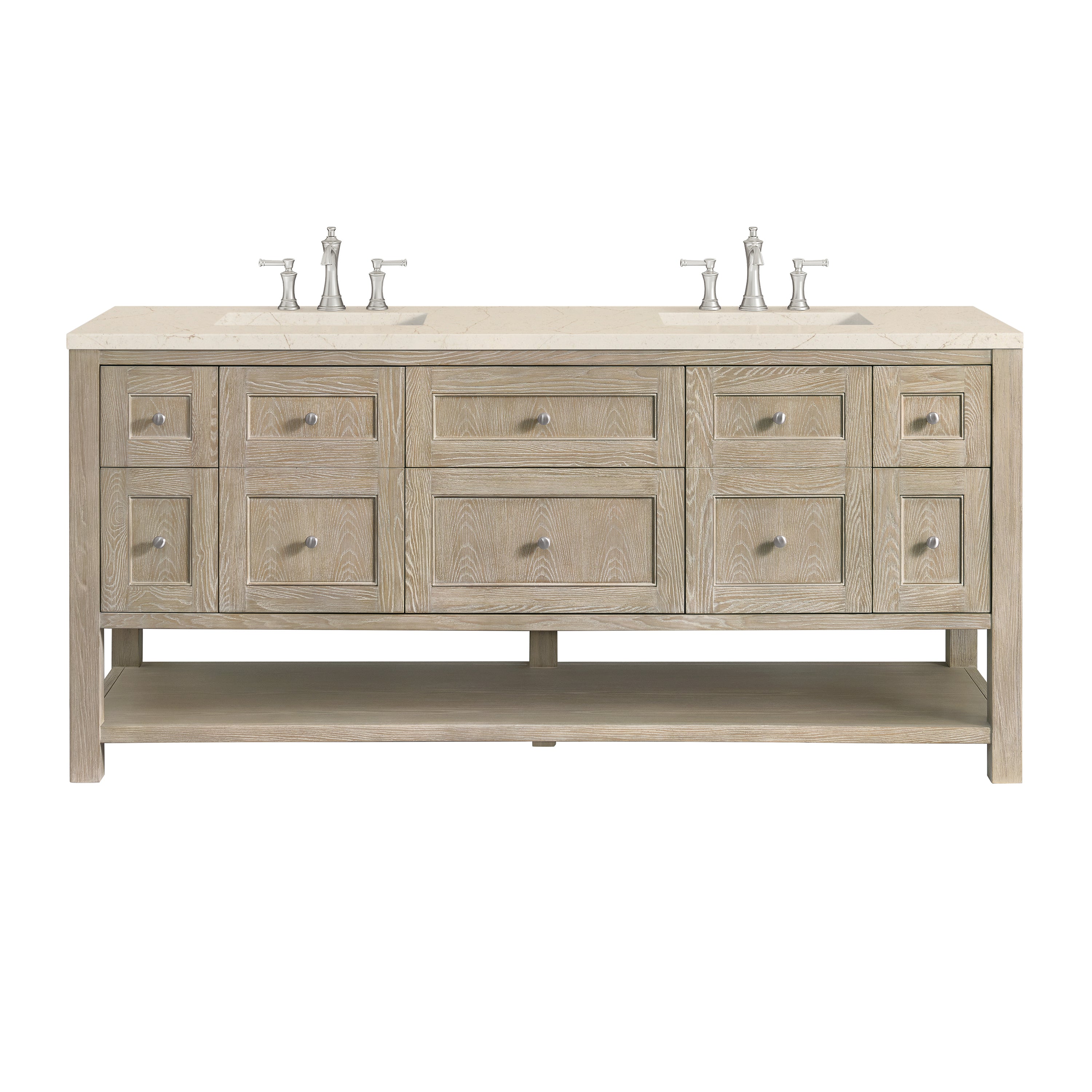James Martin Breckenridge 72" Double Vanity in Whitewashed Oak with 3cm Countertop