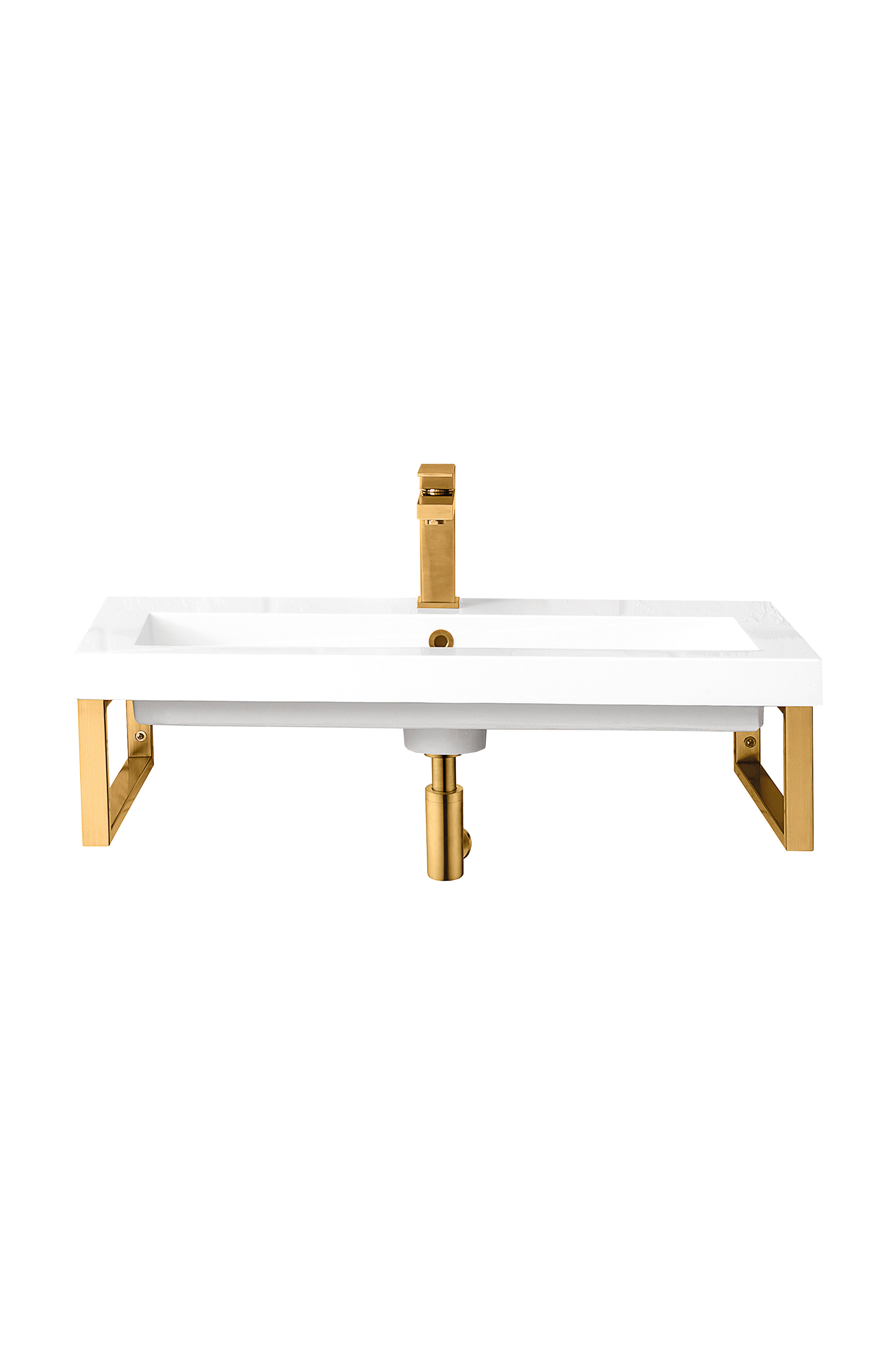 James Martin Two Boston 15.25" Wall Brackets with 31.5" White Glossy Composite Stone Top