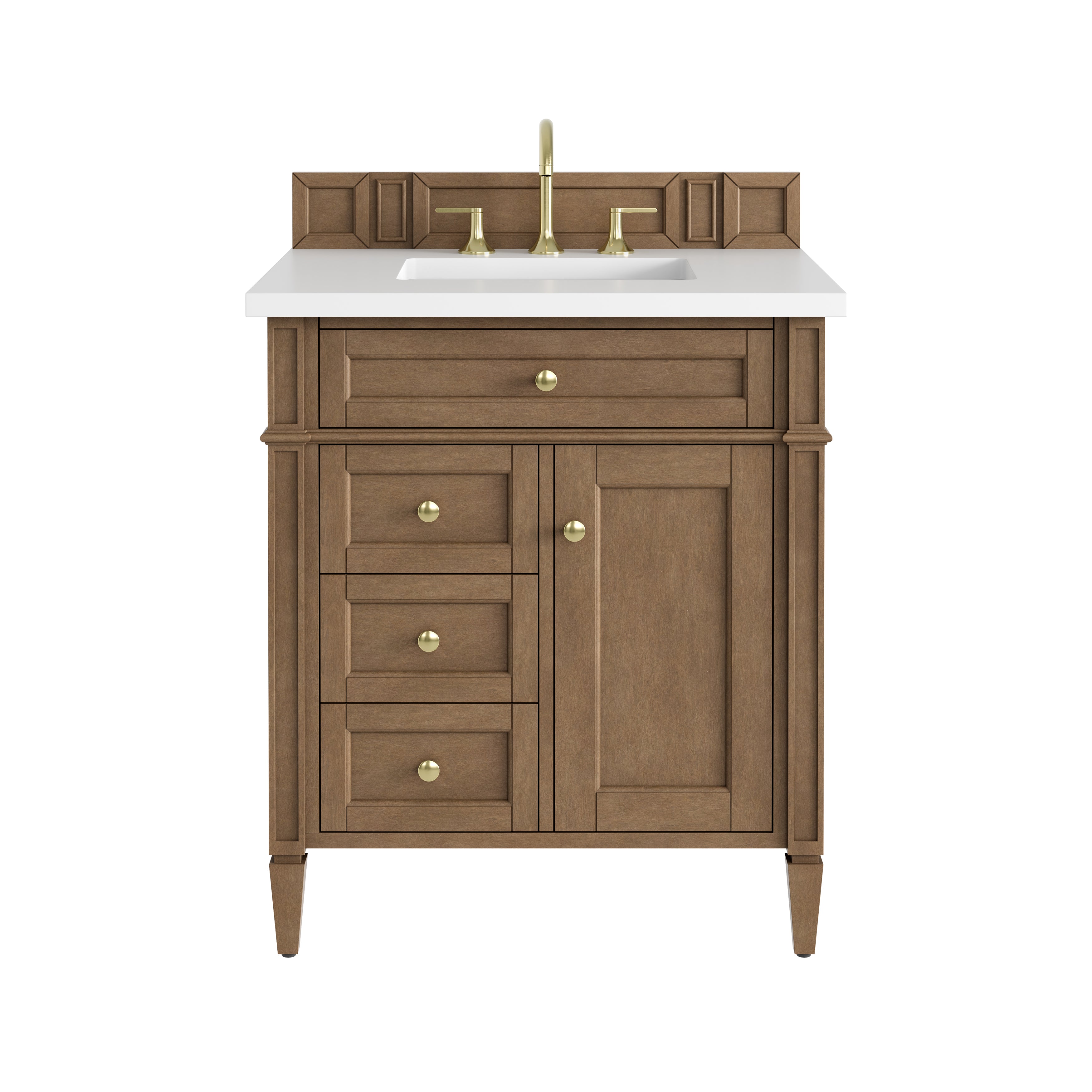 James Martin Brittany 30" Single Vanity in Pecan with 3cm Countertop