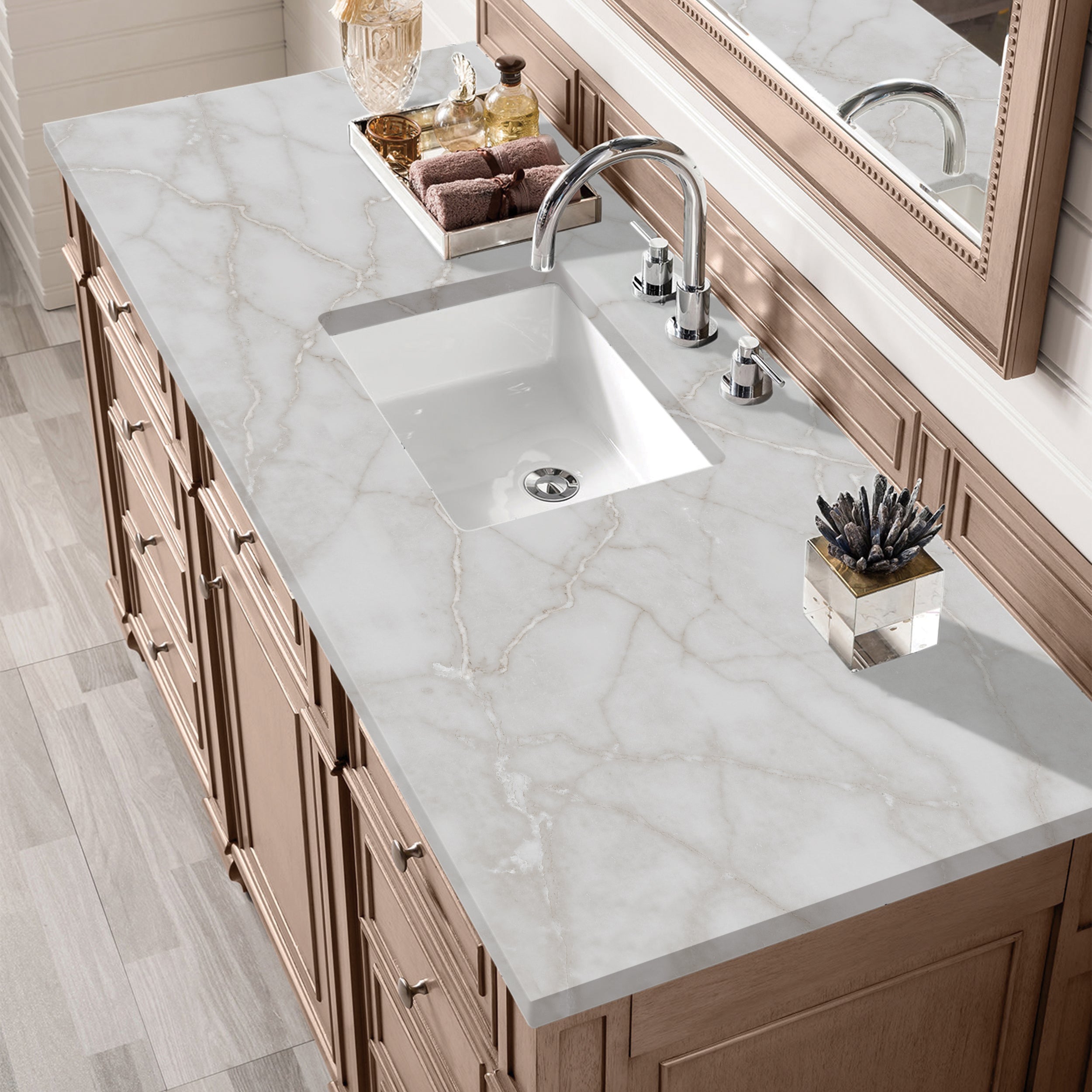 James Martin Bristol 60" Single Vanity in Whitewashed Walnut with 3cm Countertop