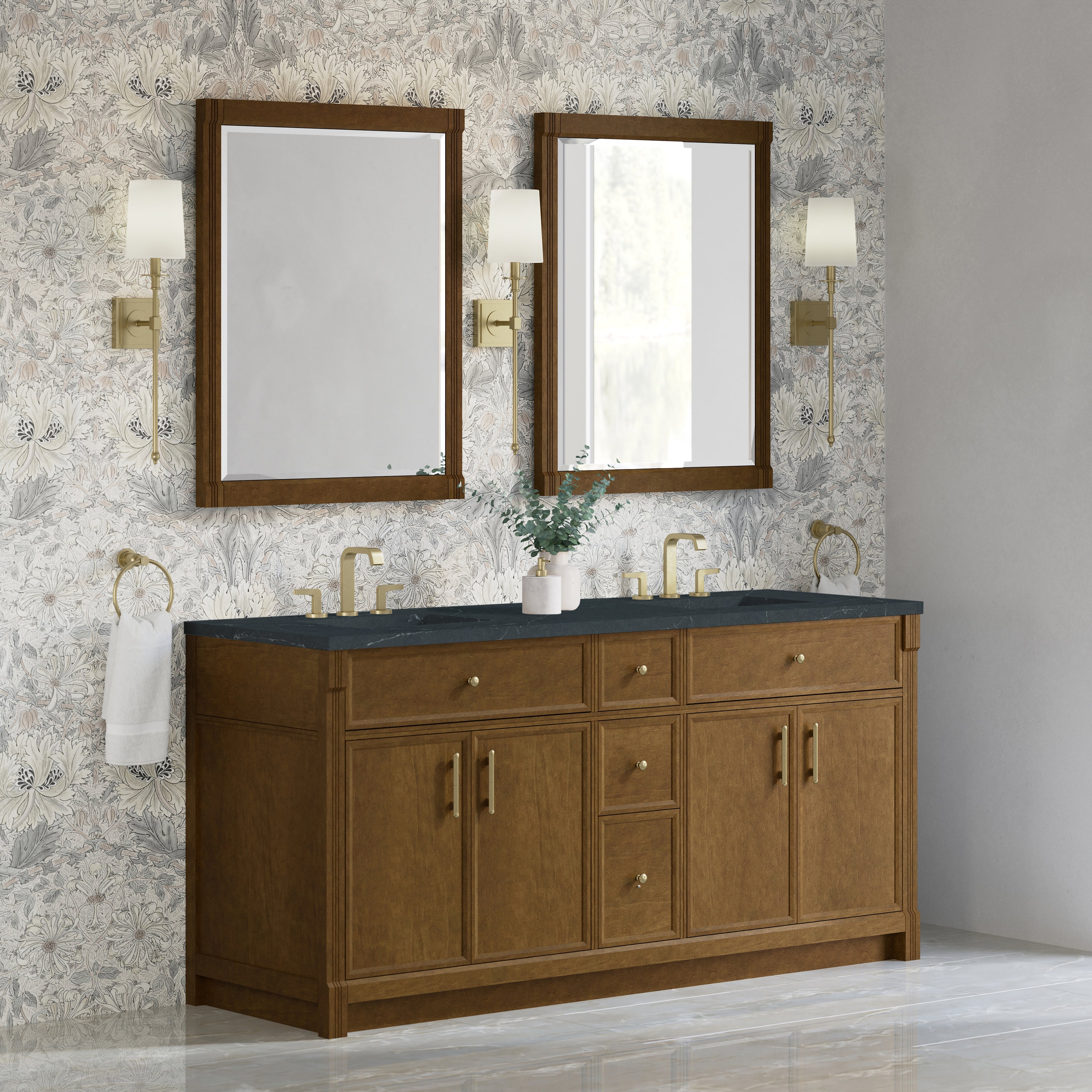 James Martin Bellshire 72" Double Vanity in Honey Oak with 3cm Countertop