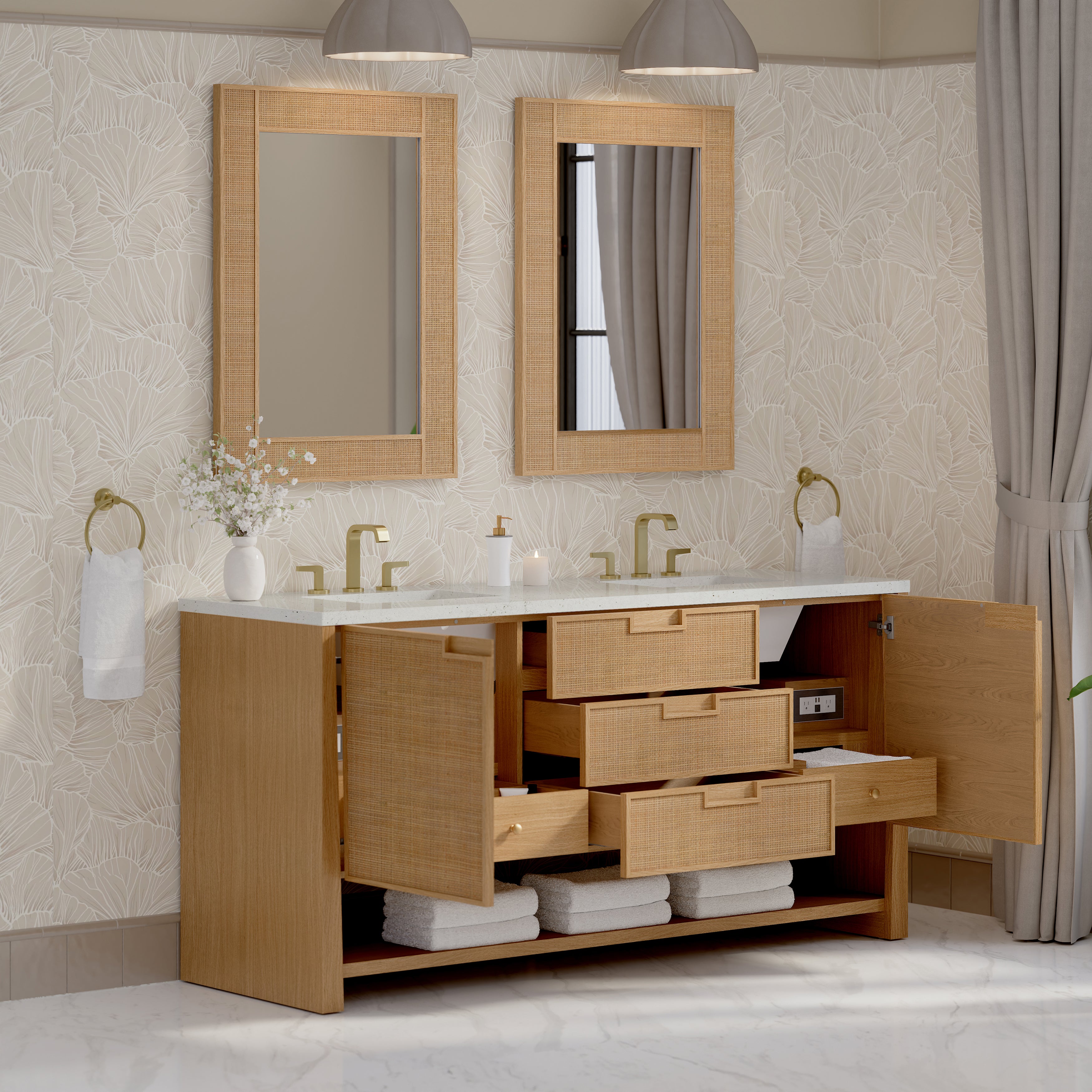 James Martin Solene 72" Double Vanity in Seaside Oak with 3cm Countertop