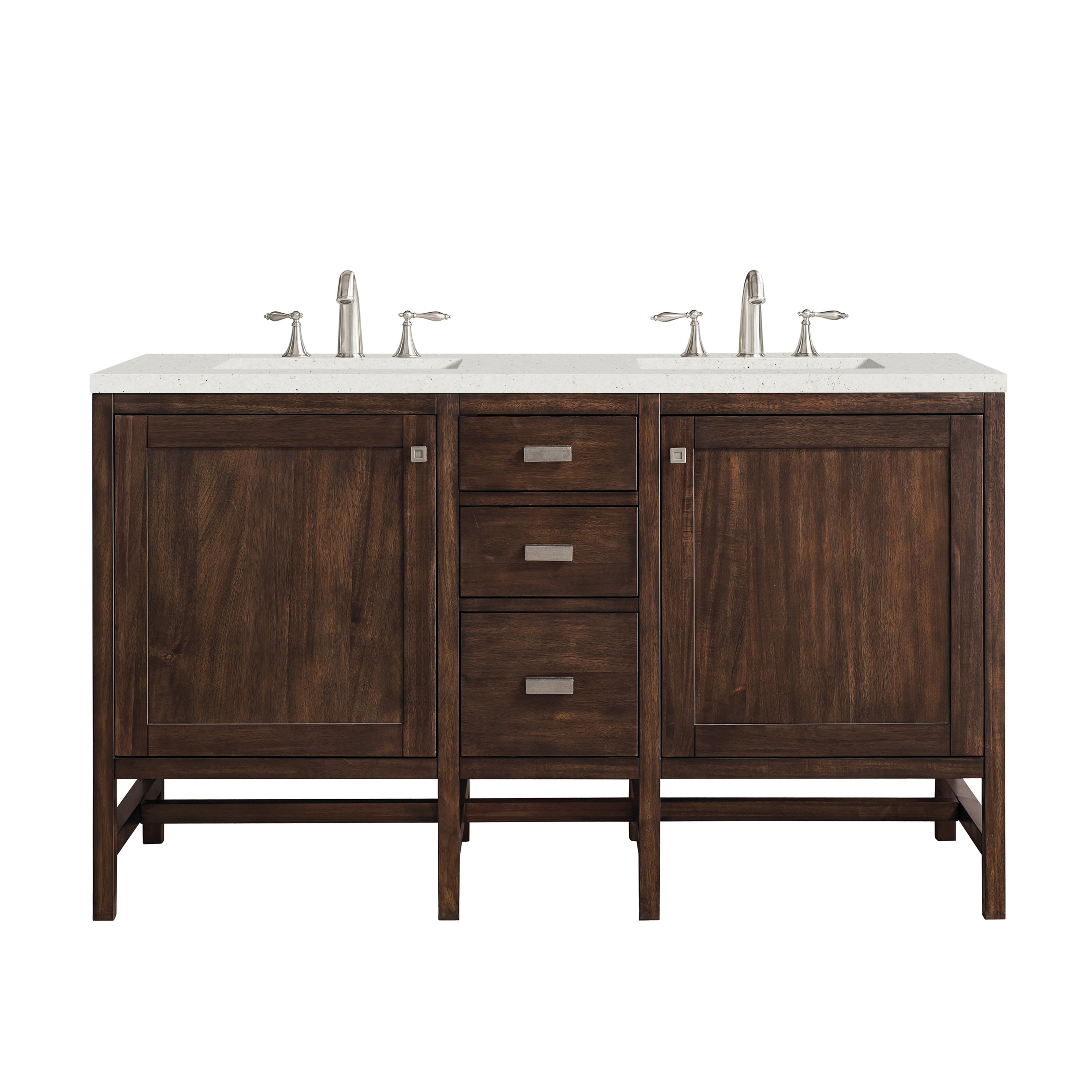 James Martin Addison 60" Double Vanity in Mid-Century Acacia with 3cm Countertop