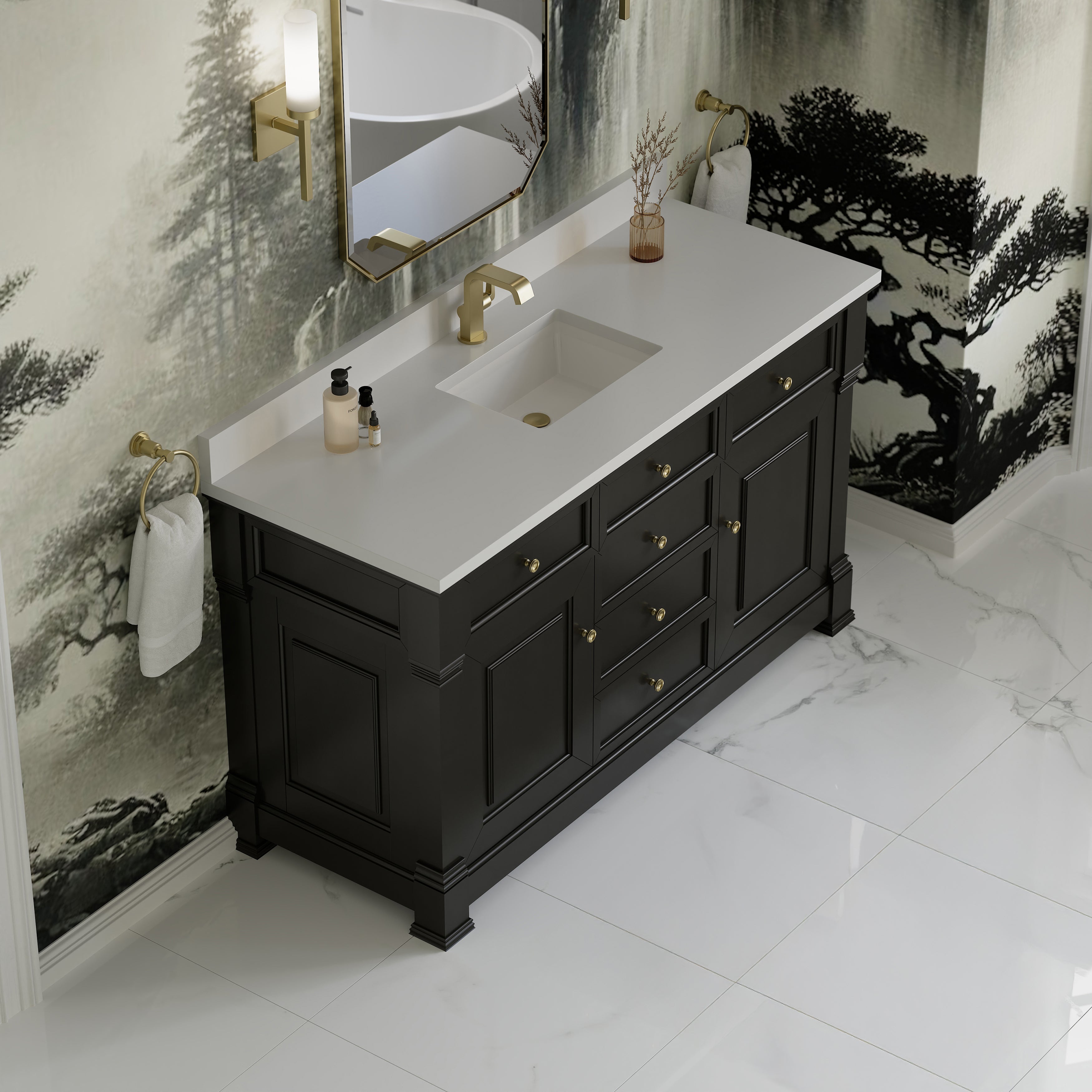 James Martin Brookfield 60" Single Vanity in Black Onyx with 3cm Countertop