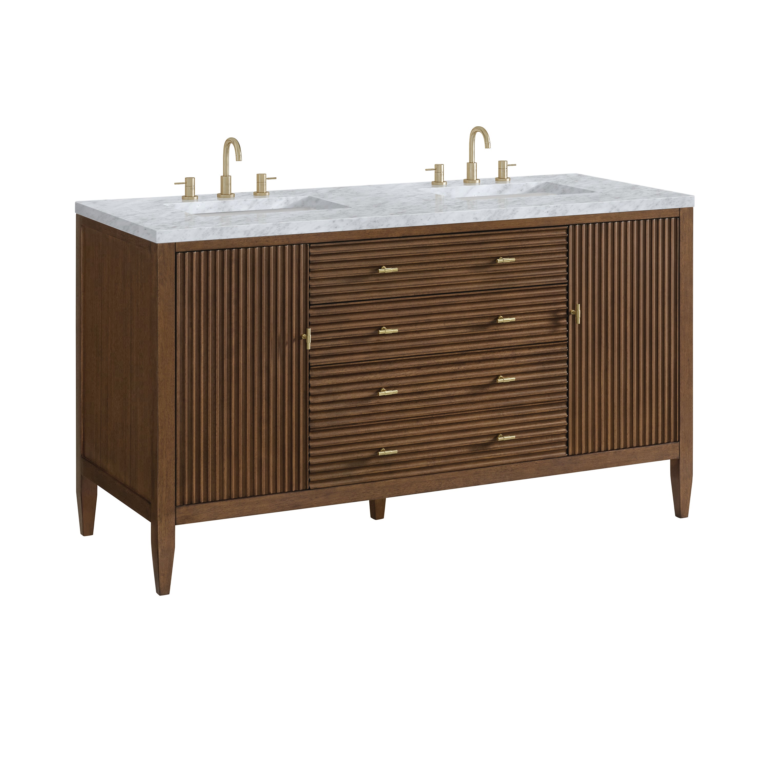 James Martin Myrrin 60" Double Vanity in Mid Century Walnut with 3cm Countertop