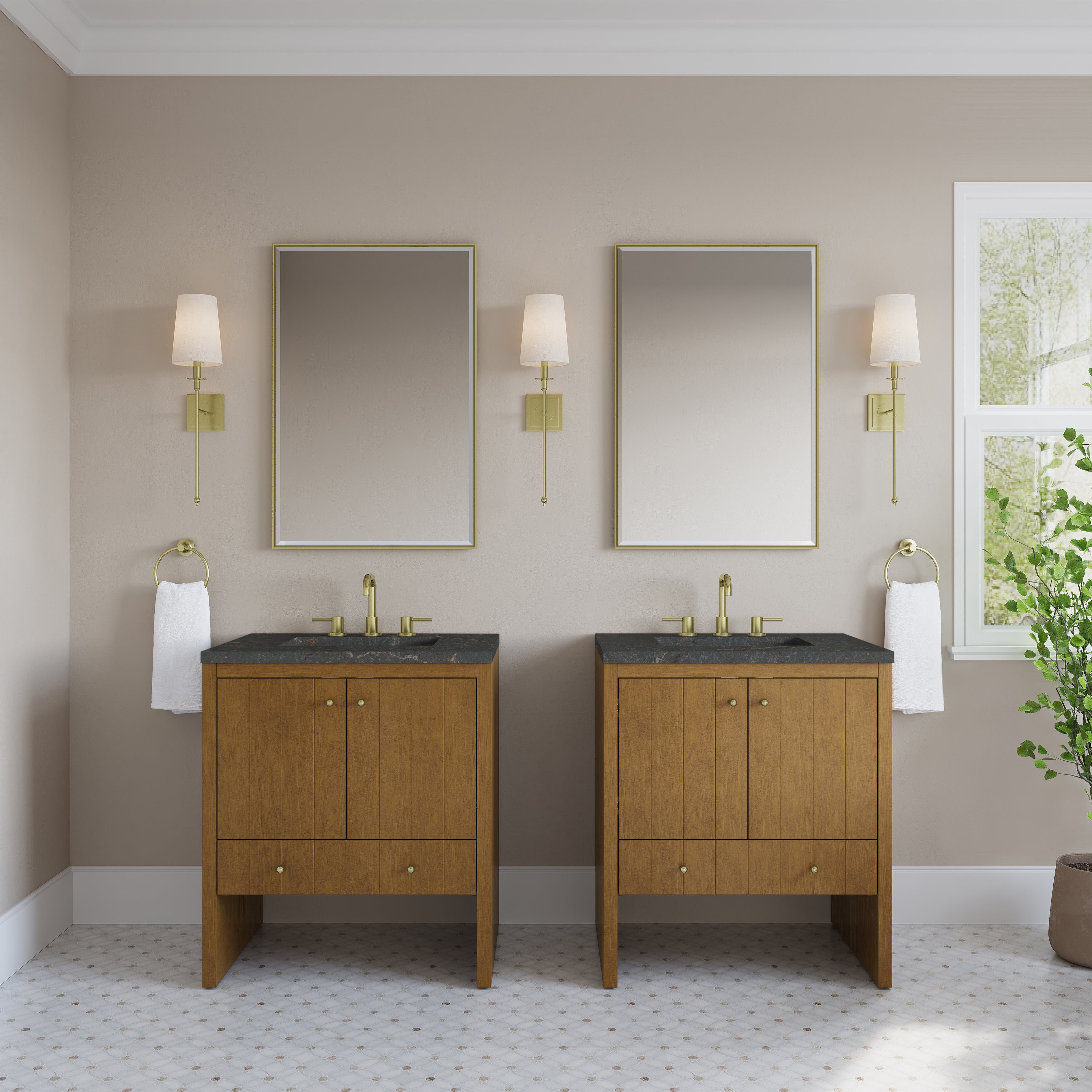 James Martin Hudson 30" Single Vanity in Honey Oak with 3cm Countertop