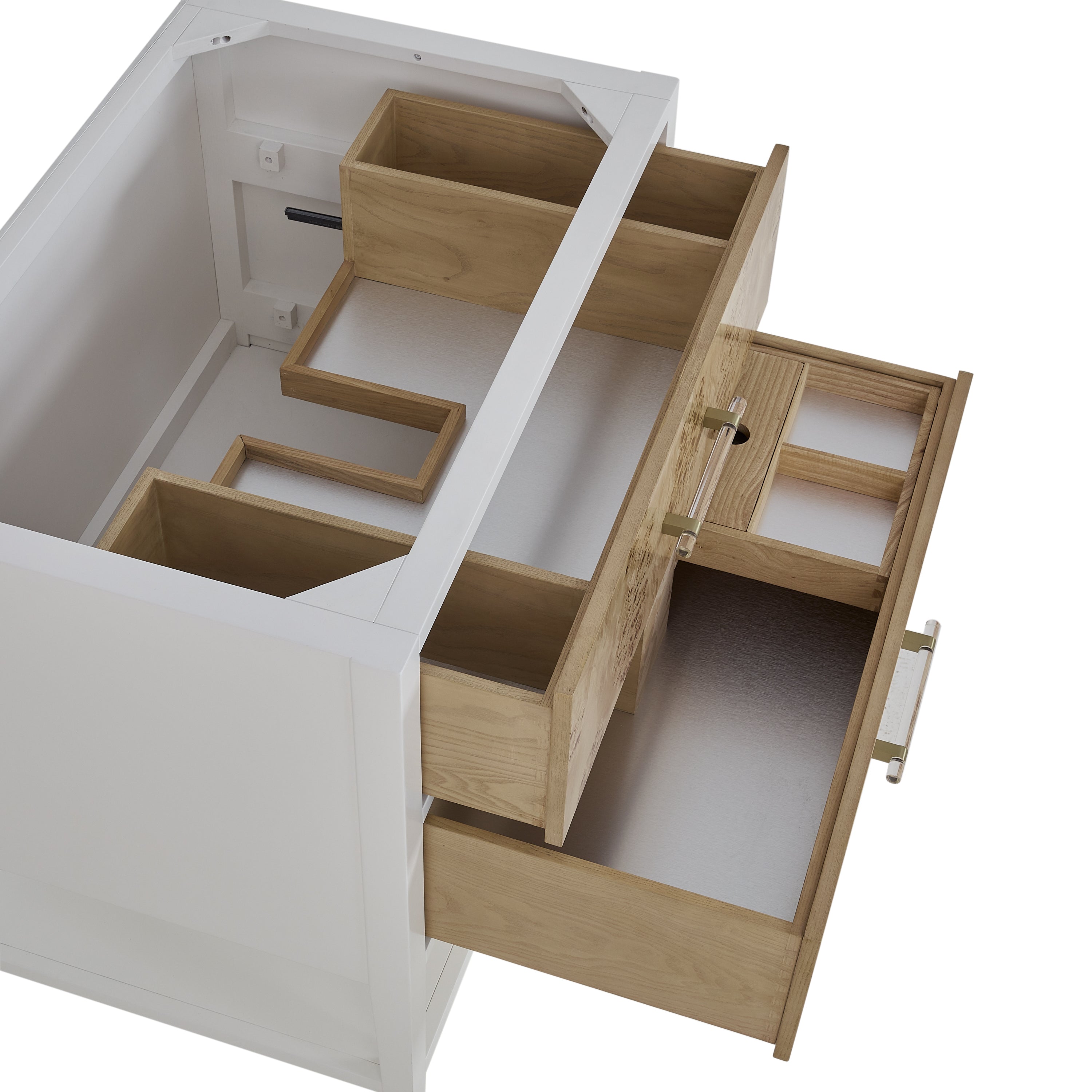 James Martin Olena 36" Single Vanity in Light Mappa Burl and Polished White with 3cm Countertop