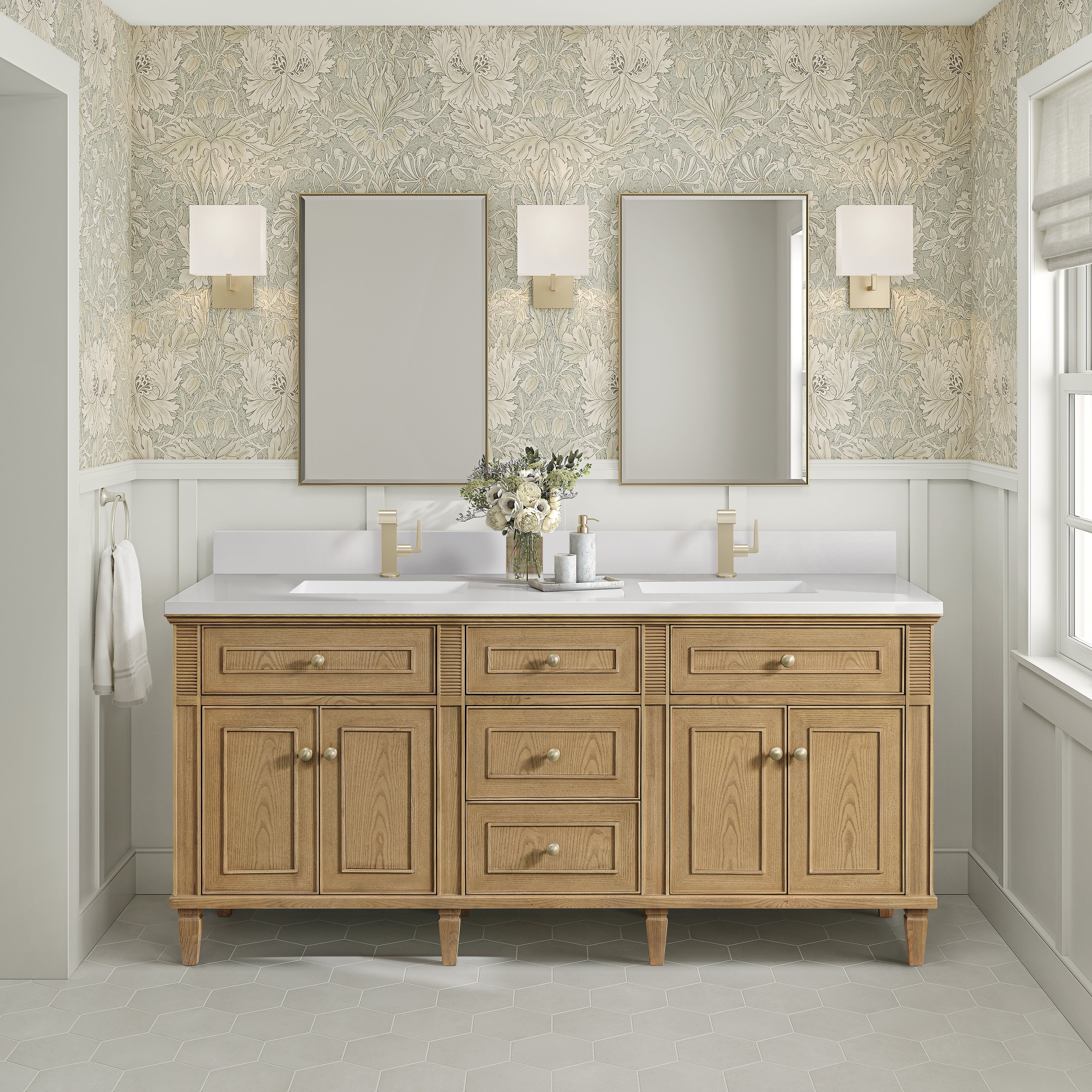 James Martin Lorelai 72" Double Vanity in Light Natural Oak with 3cm Countertop
