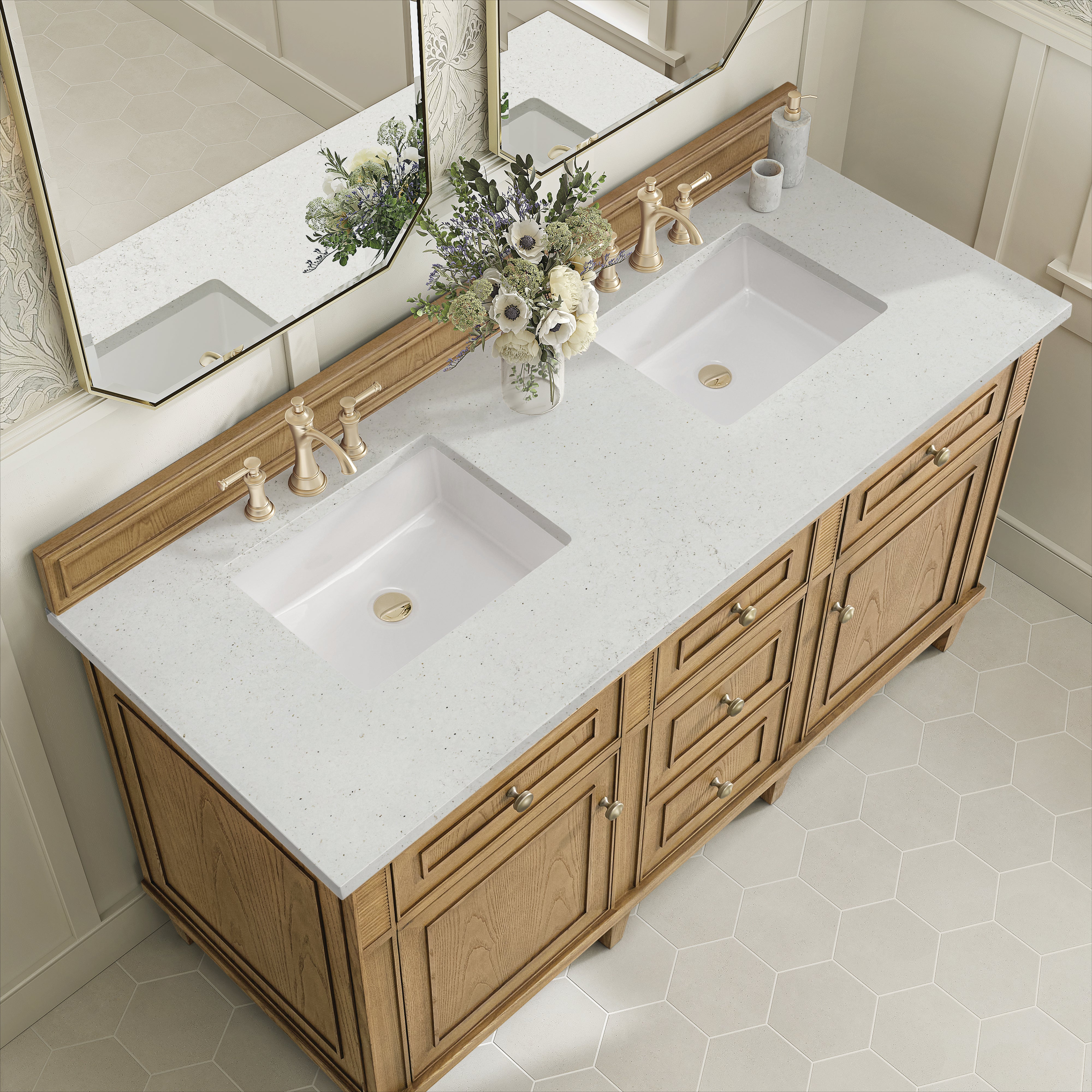 James Martin Lorelai 60" Double Vanity in Light Natural Oak with 3cm Countertop