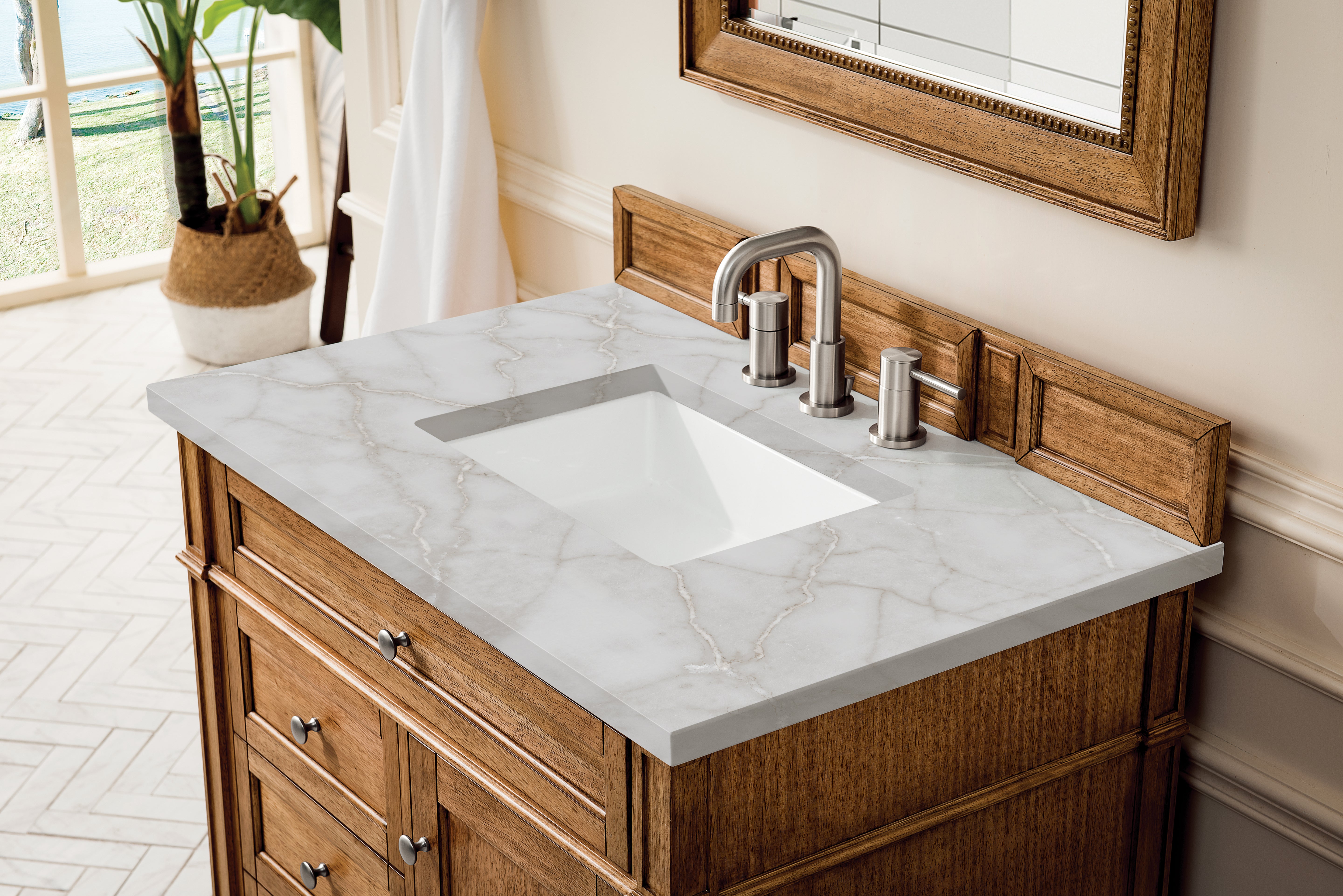 James Martin Brittany 36" Single Vanity in Saddle Brown with 3cm Countertop