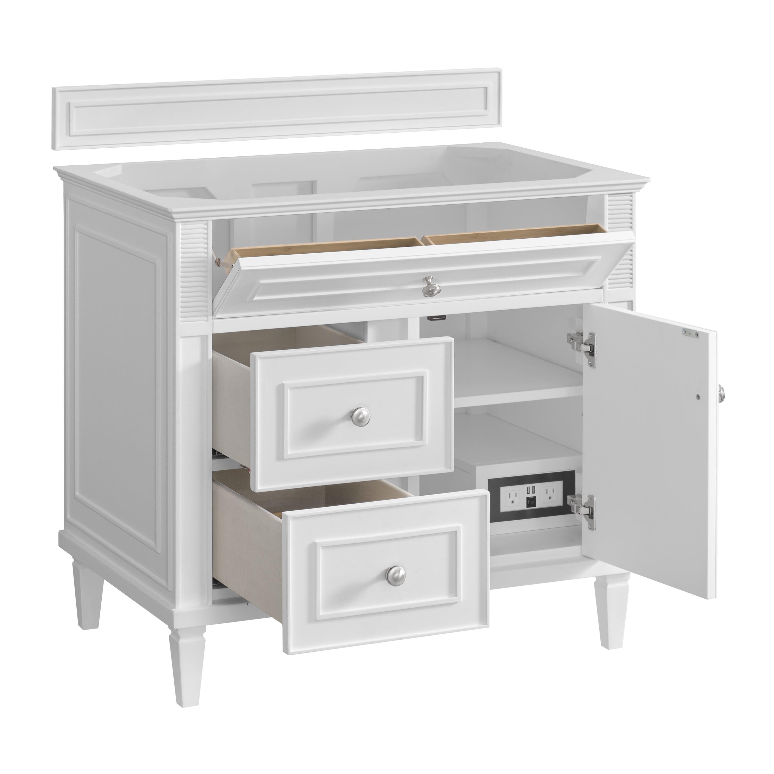 James Martin Lorelai 36" Single Vanity in Bright White with 3cm Countertop