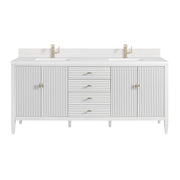 James Martin Myrrin 72" Double Vanity in Bright White with 3cm Countertop