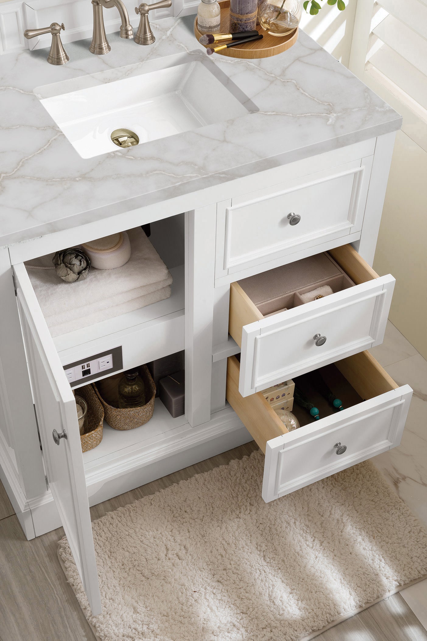 James Martin De Soto 36" Single Vanity in Bright White with 3cm Countertop