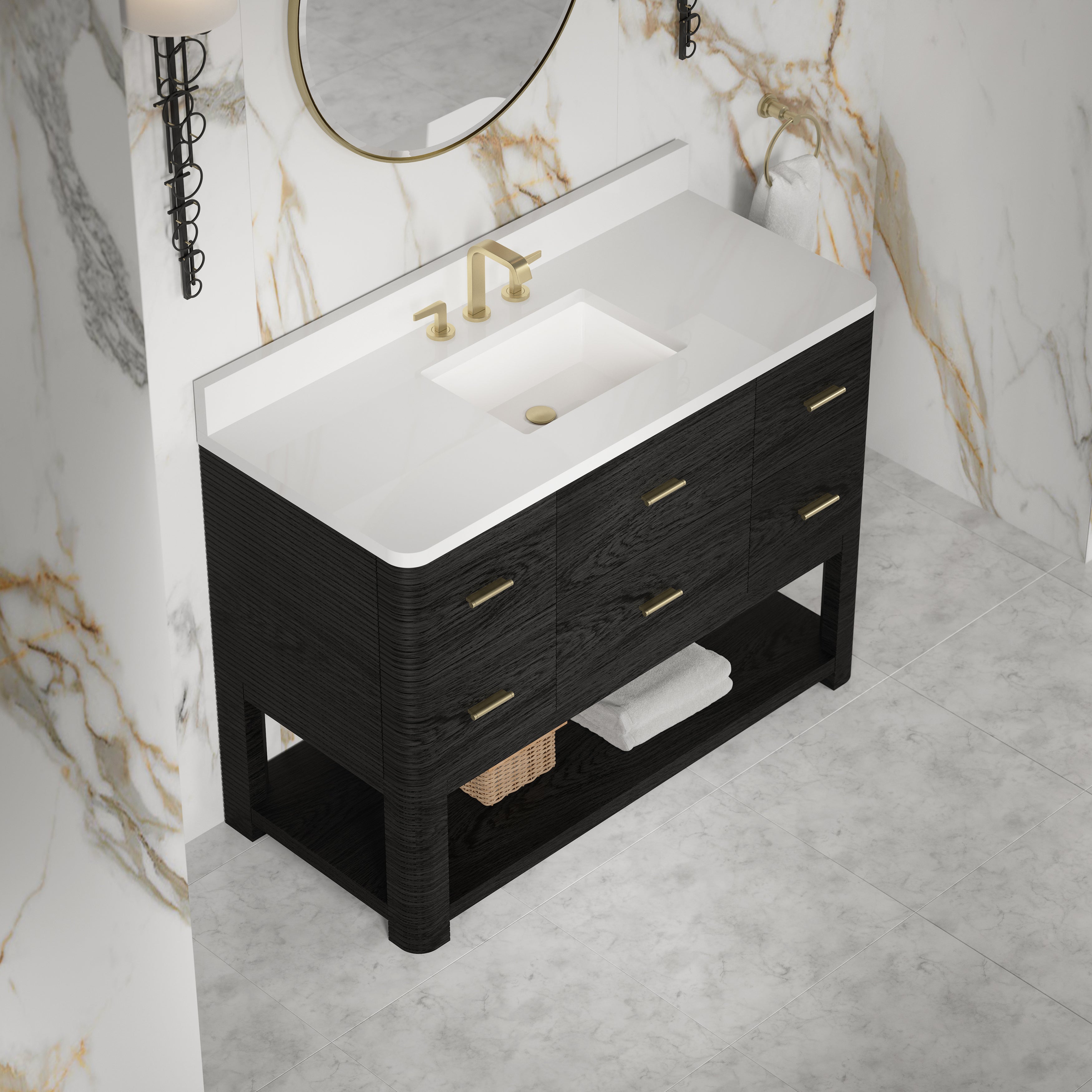 James Martin Lucian 48" Single Vanity in Carbon Oak with 3cm Countertop
