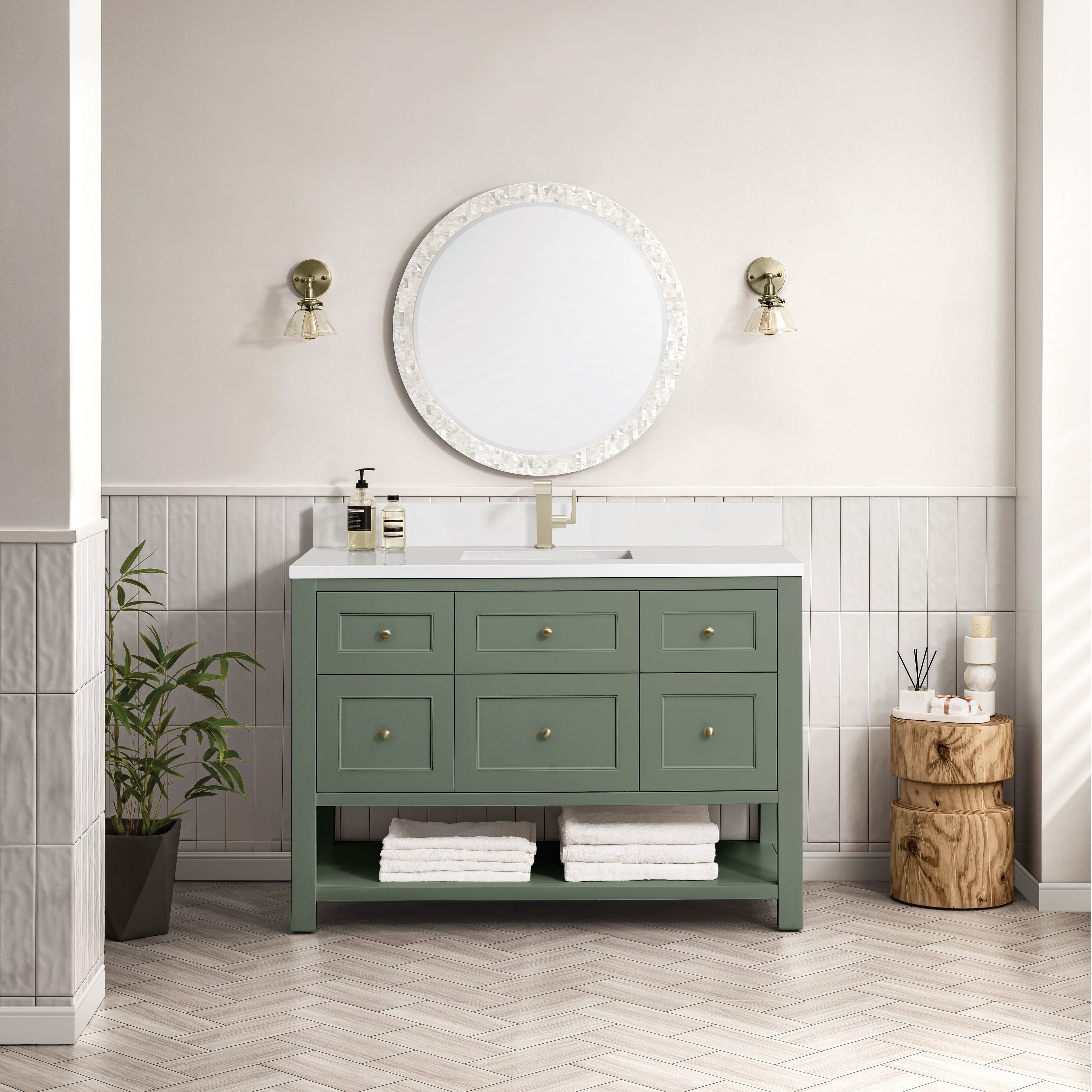 James Martin Breckenridge 48" Single Vanity in Smokey Celadon with 3cm Countertop
