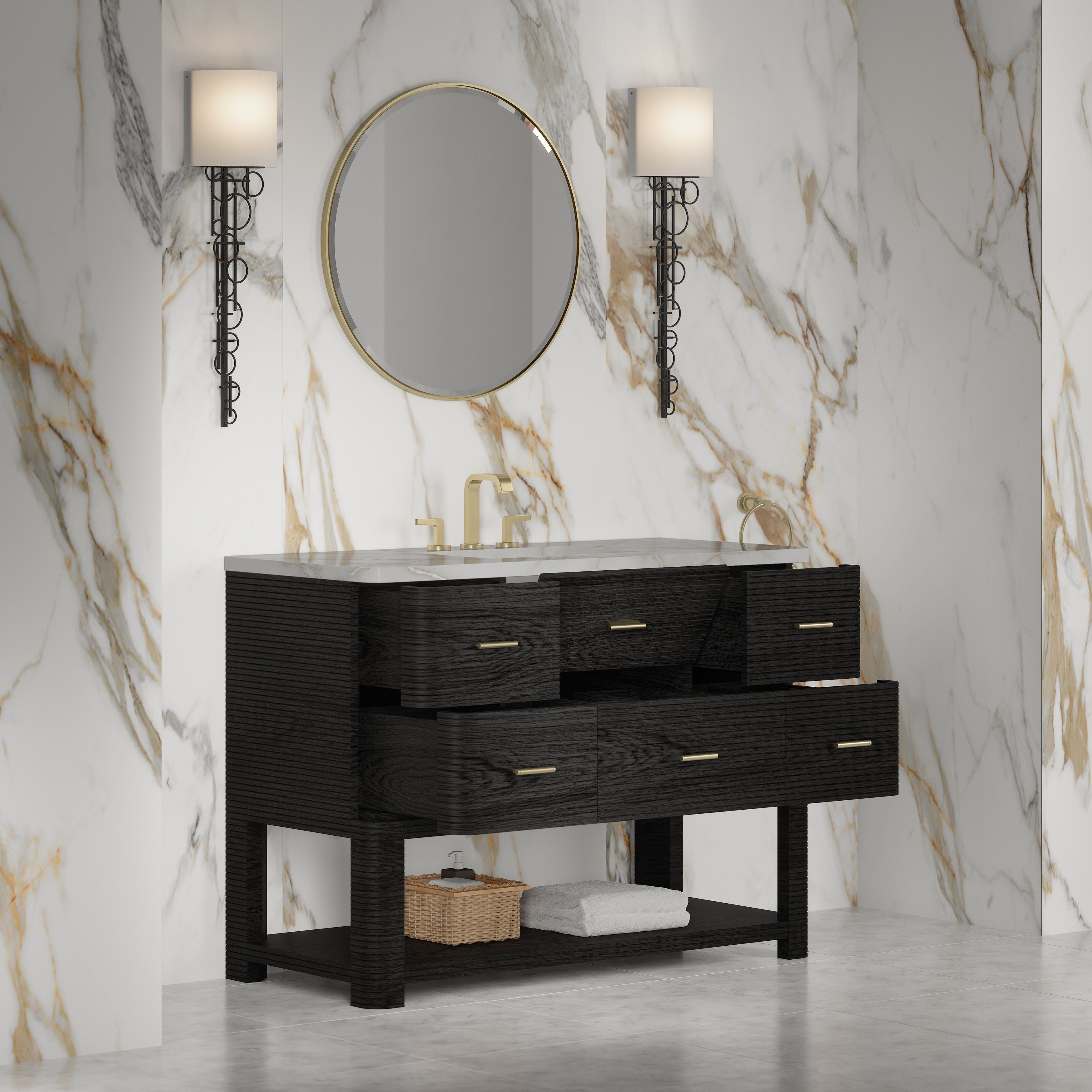 James Martin Lucian 48" Single Vanity in Carbon Oak with 3cm Countertop
