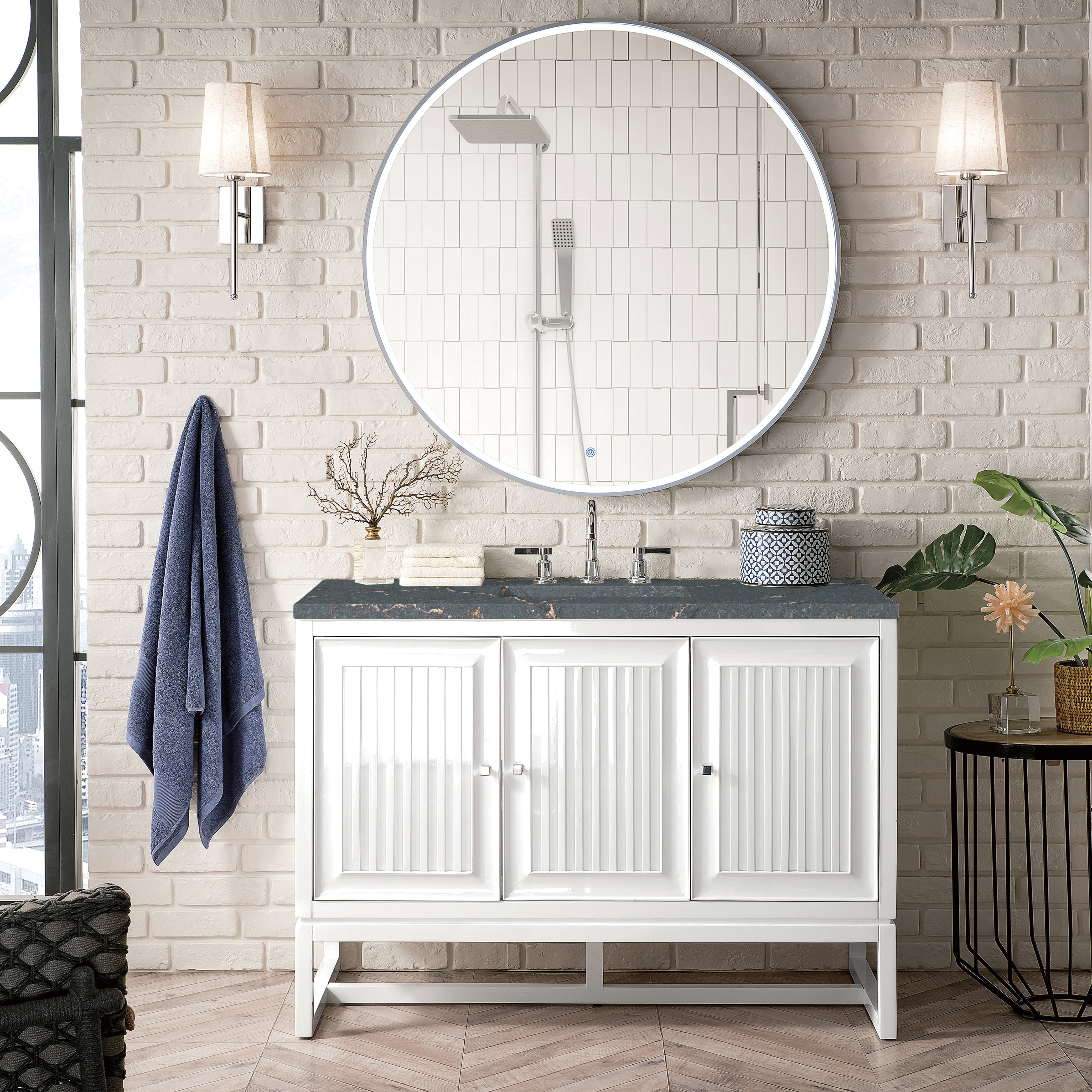 James Martin Athens 48" Single Vanity in Glossy White with 3cm Countertop