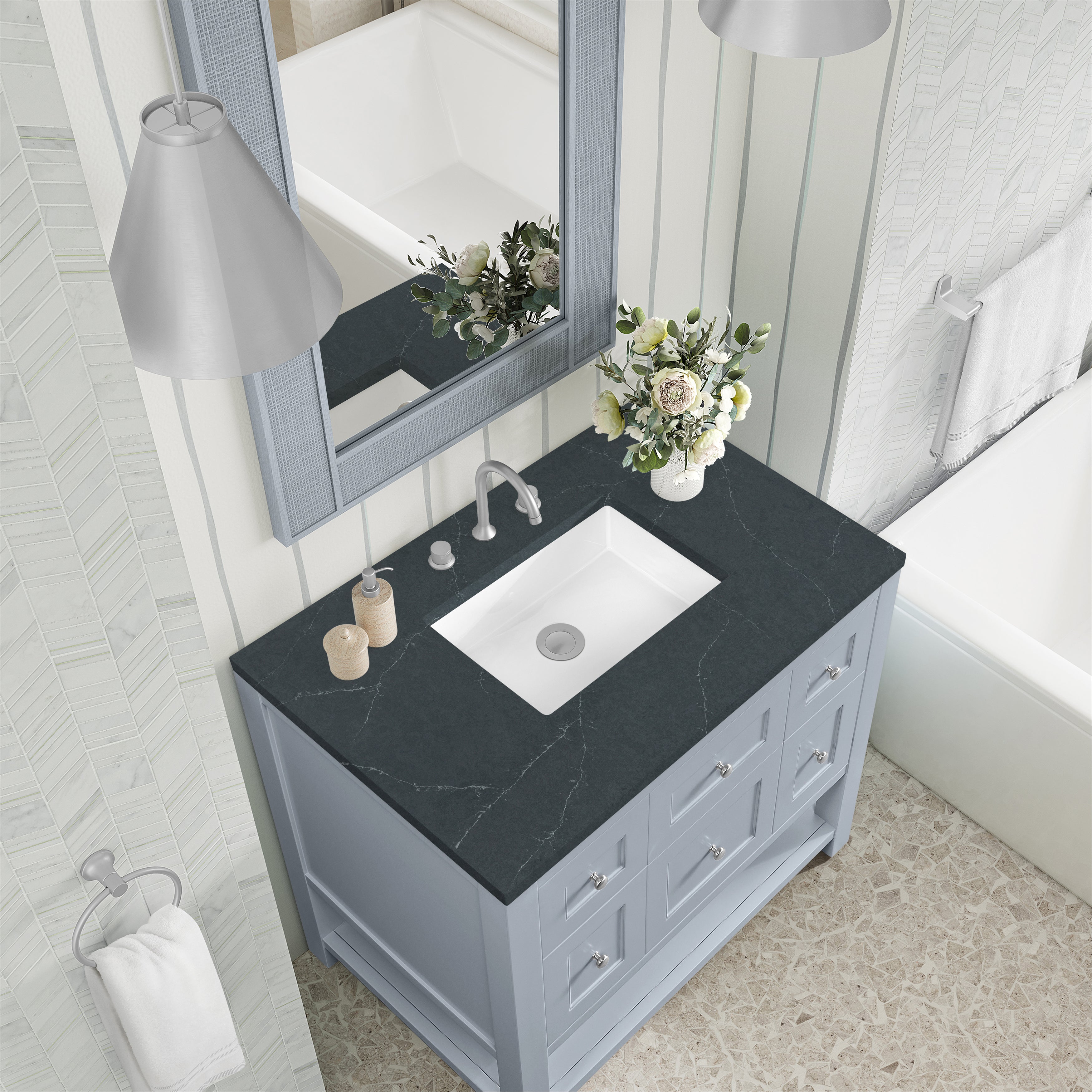 James Martin Breckenridge 36" Single in Serenity Blue with 3cm Countertop