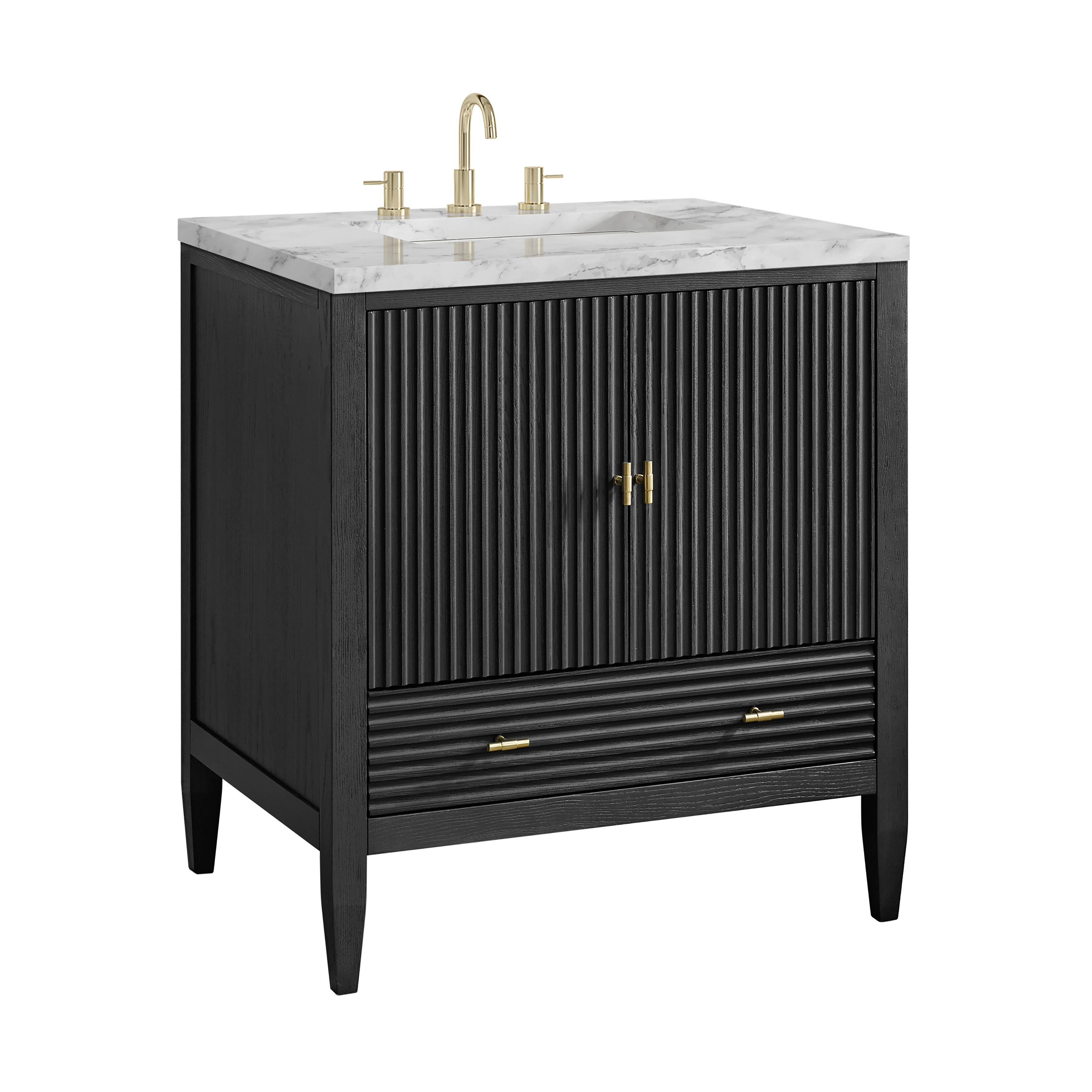 James Martin Myrrin 30" Single Vanity in Carbon Oak with 3cm Countertop