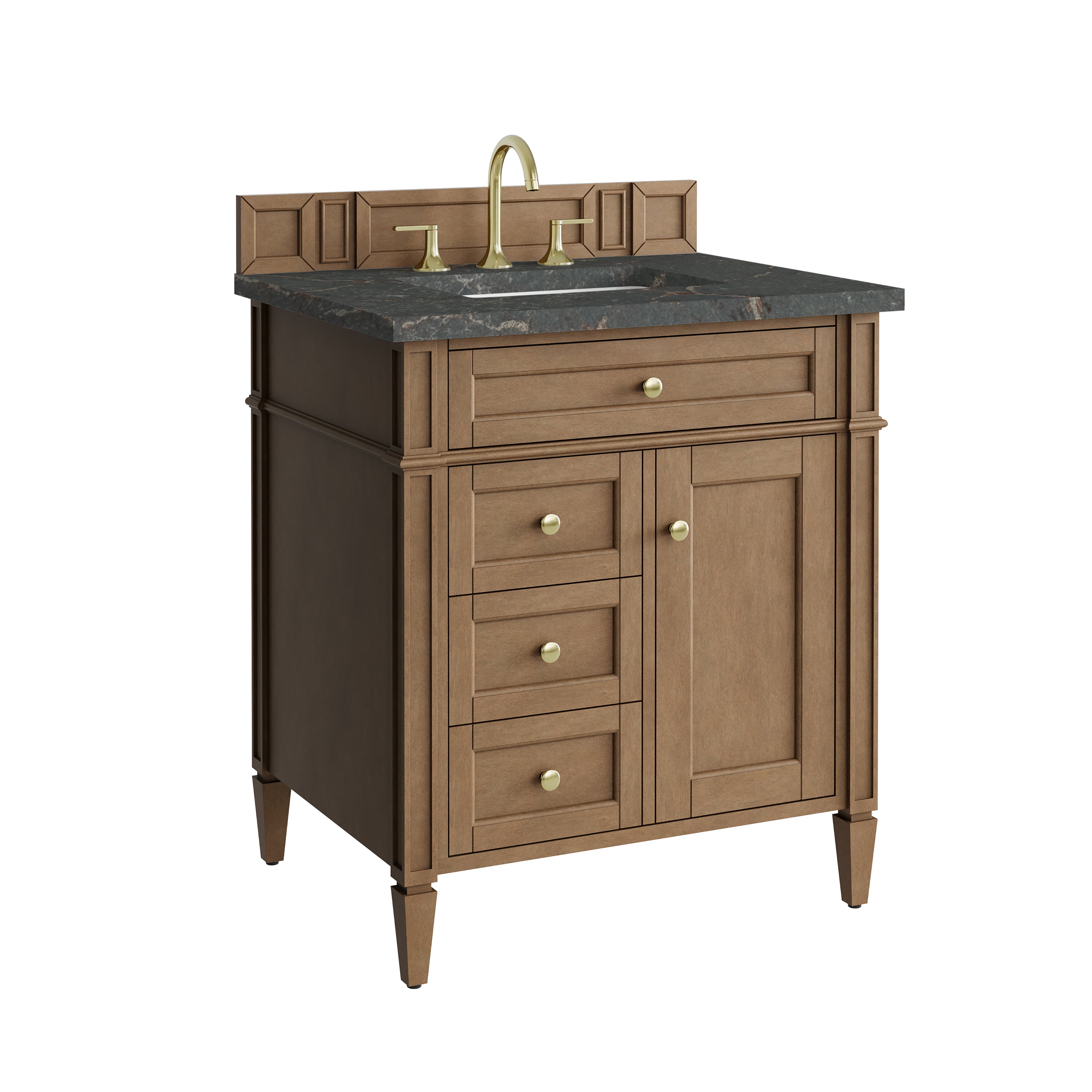 James Martin Brittany 30" Single Vanity in Pecan with 3cm Countertop