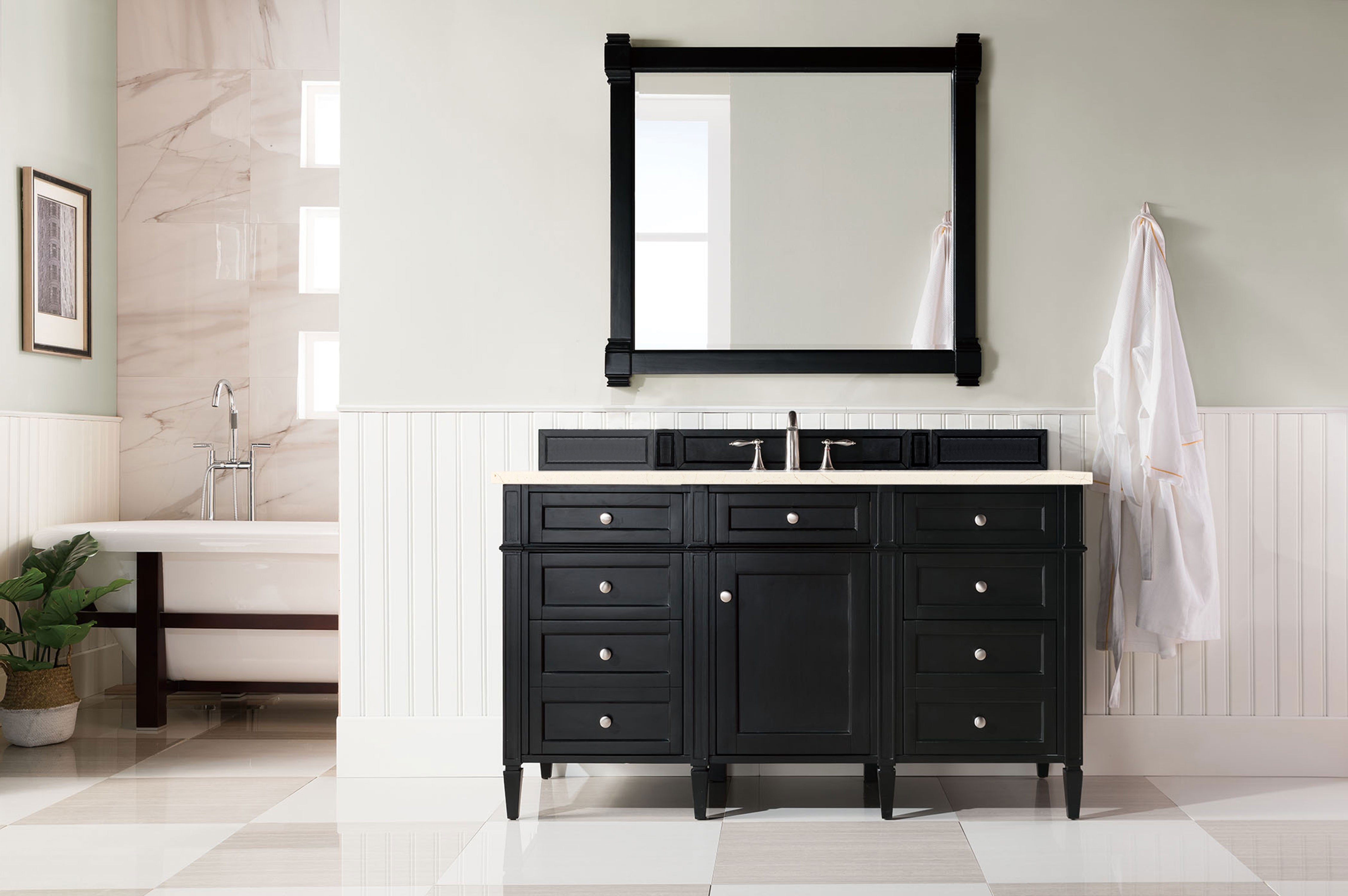 James Martin Brittany 60" Single Vanity in Black Onyx with 3cm Countertop