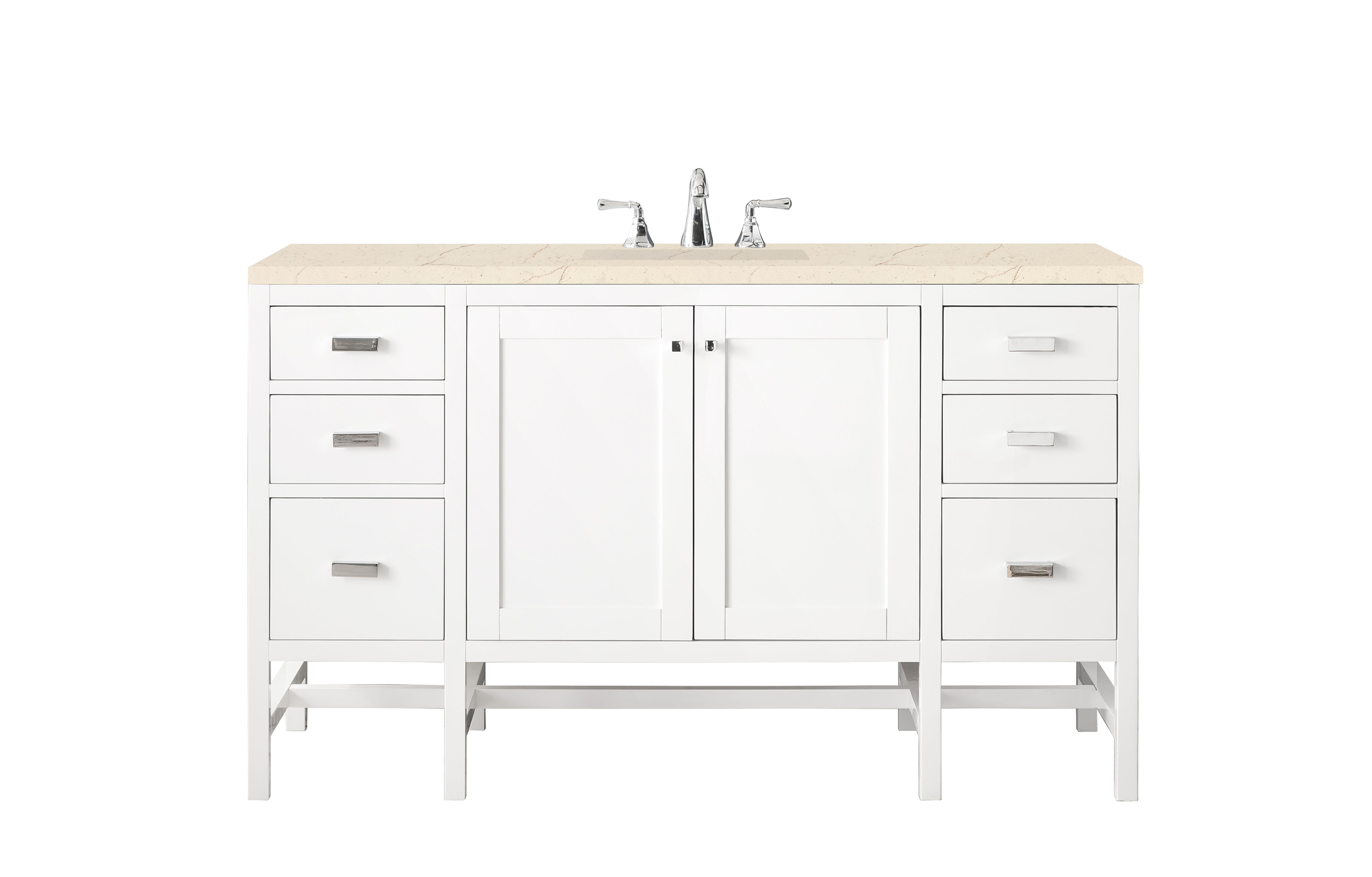 James Martin Addison 60" Single Vanity in Glossy White with 3cm Countertop