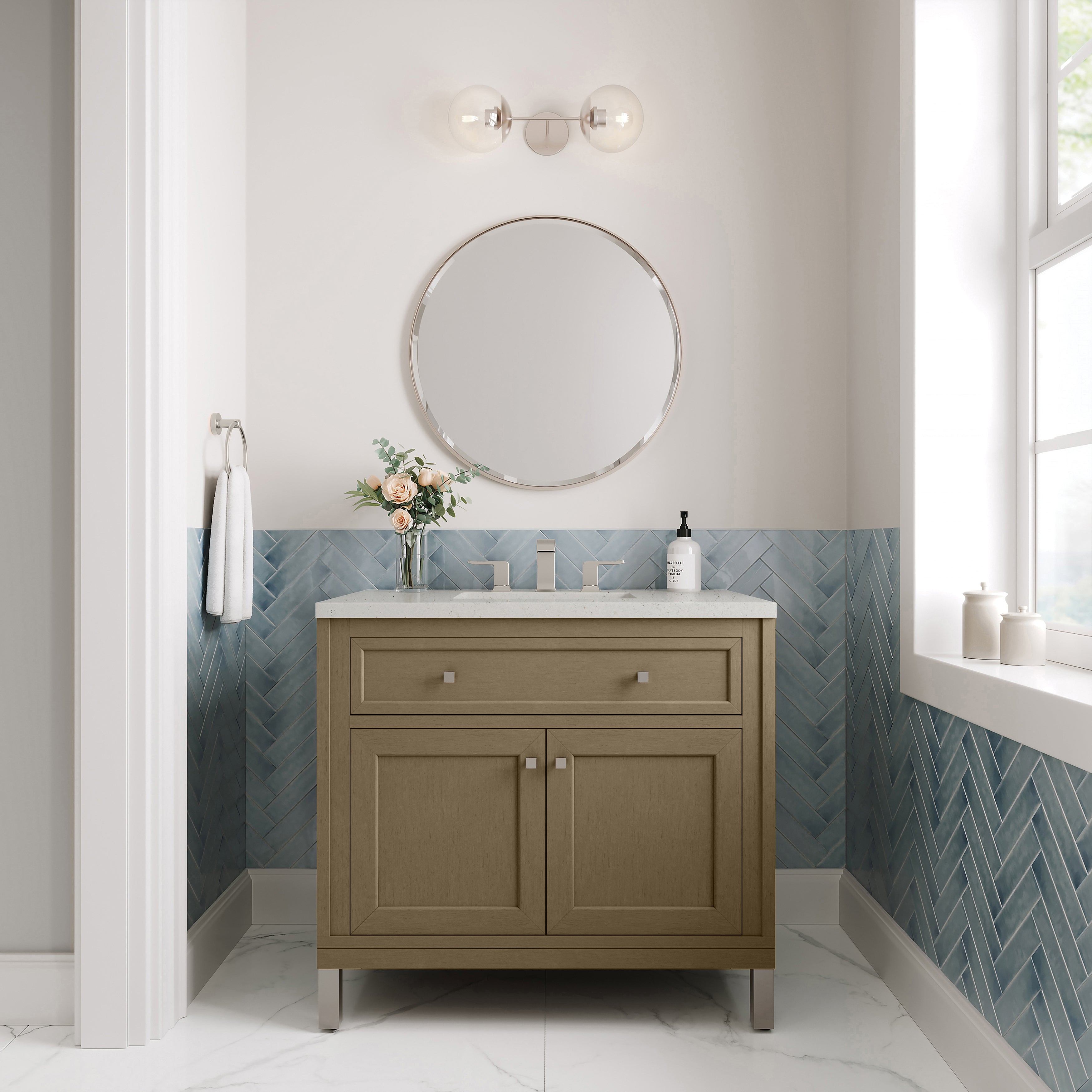 James Martin Chicago 36" Single Vanity in Walnut Whisper with 3cm Countertop