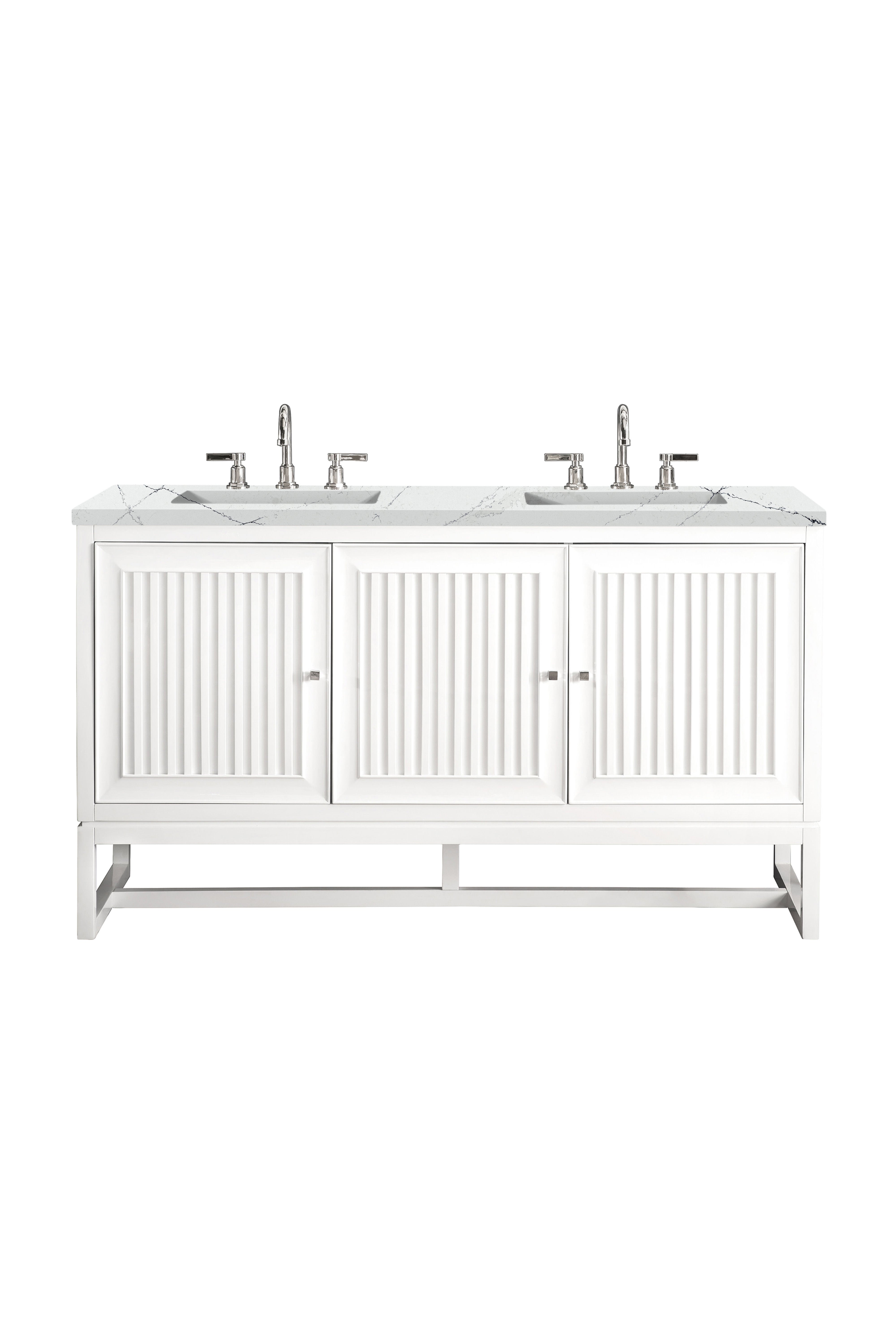 James Martin Athens 60" Double Vanity in Glossy White with 3cm Countertop