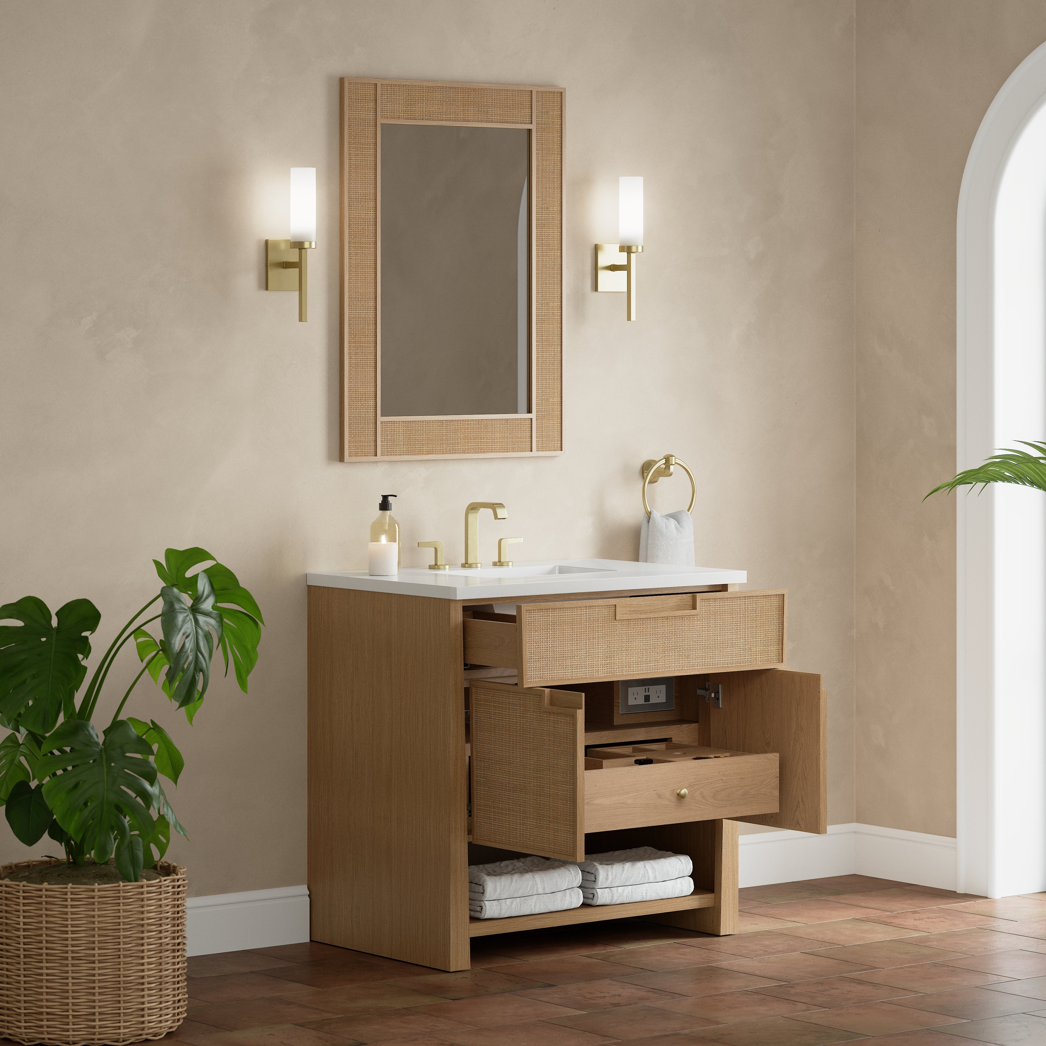 James Martin Solene 36" Single Vanity in Seaside Oak with 3cm Countertop