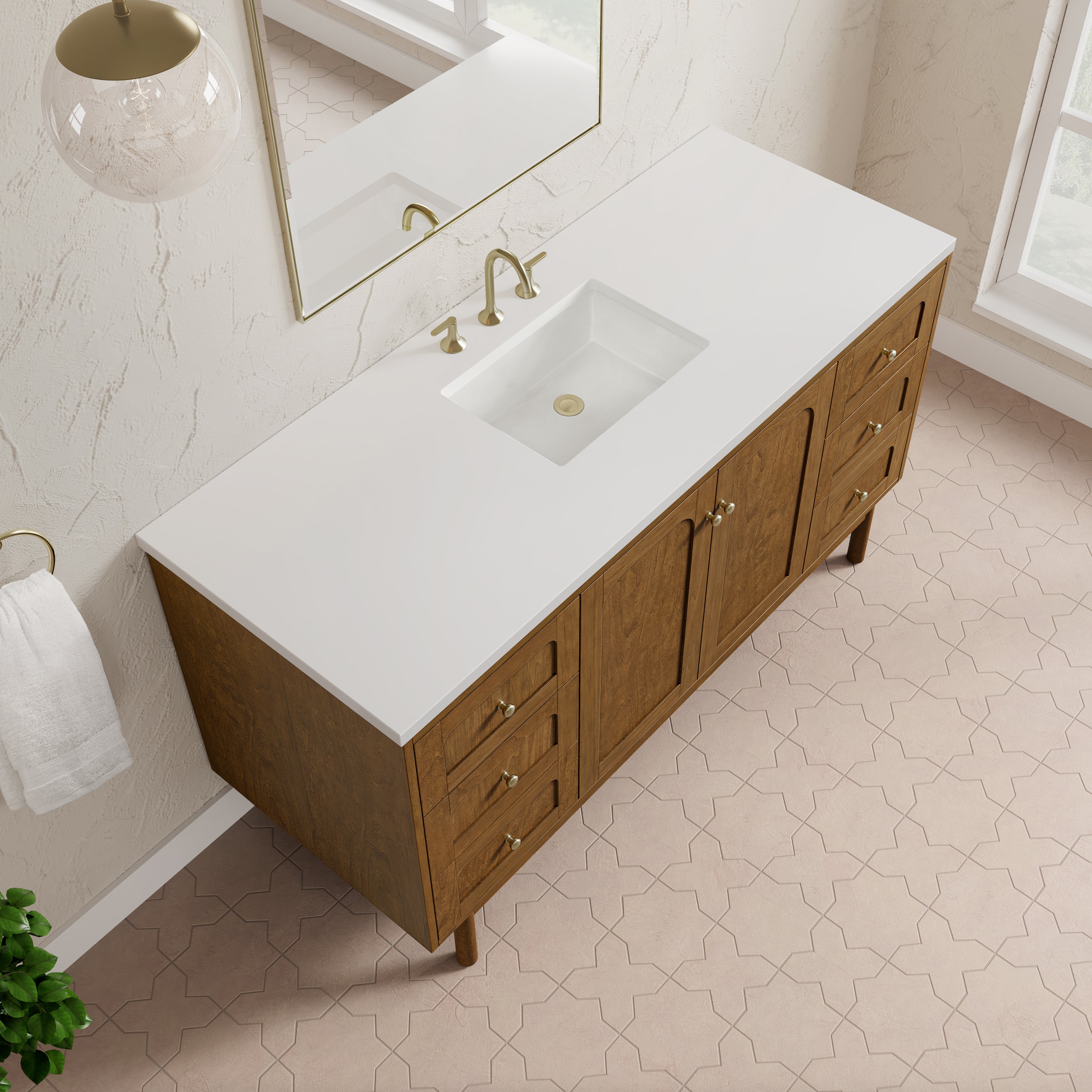 James Martin Laurent 60" Single Vanity in Honey Oak with 3cm Countertop