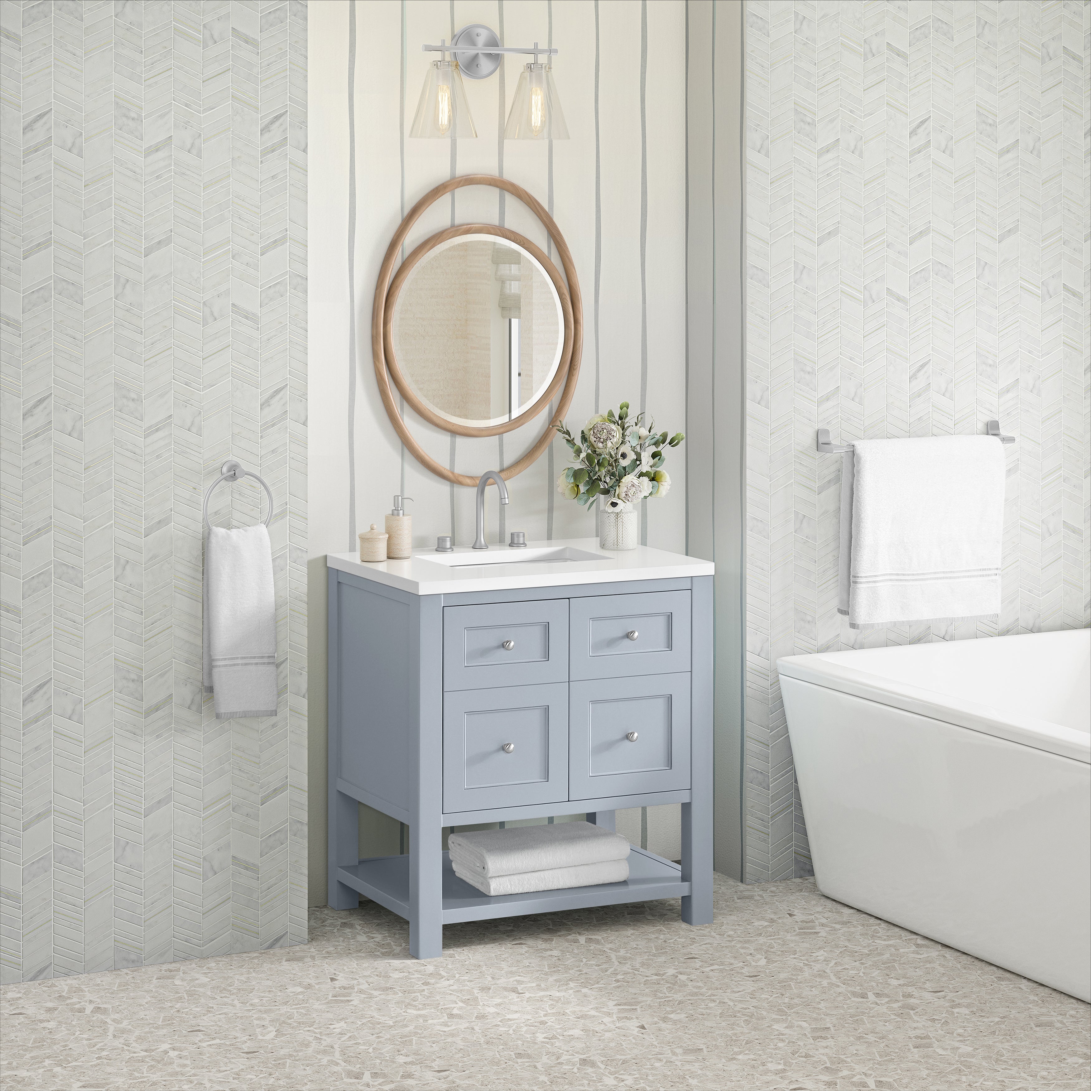 James Martin Breckenridge 30" Single in Serenity Blue with 3cm Countertop