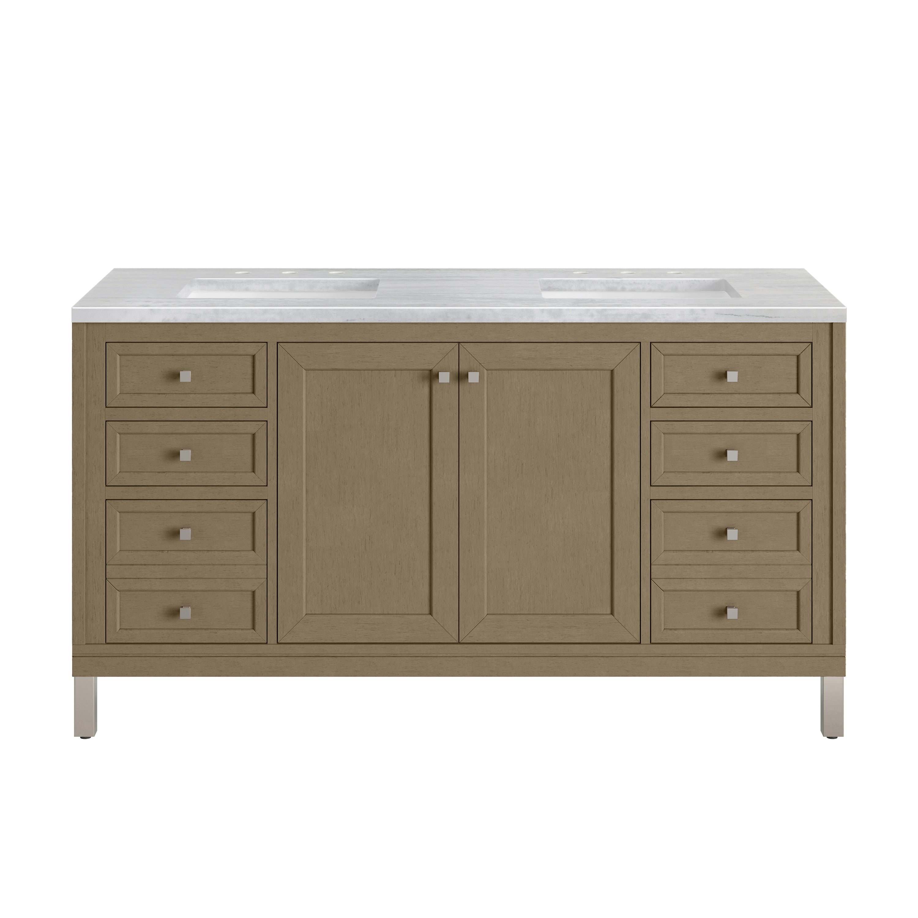 James Martin Chicago 60" Double Vanity in Walnut Whisper with 3cm Countertop