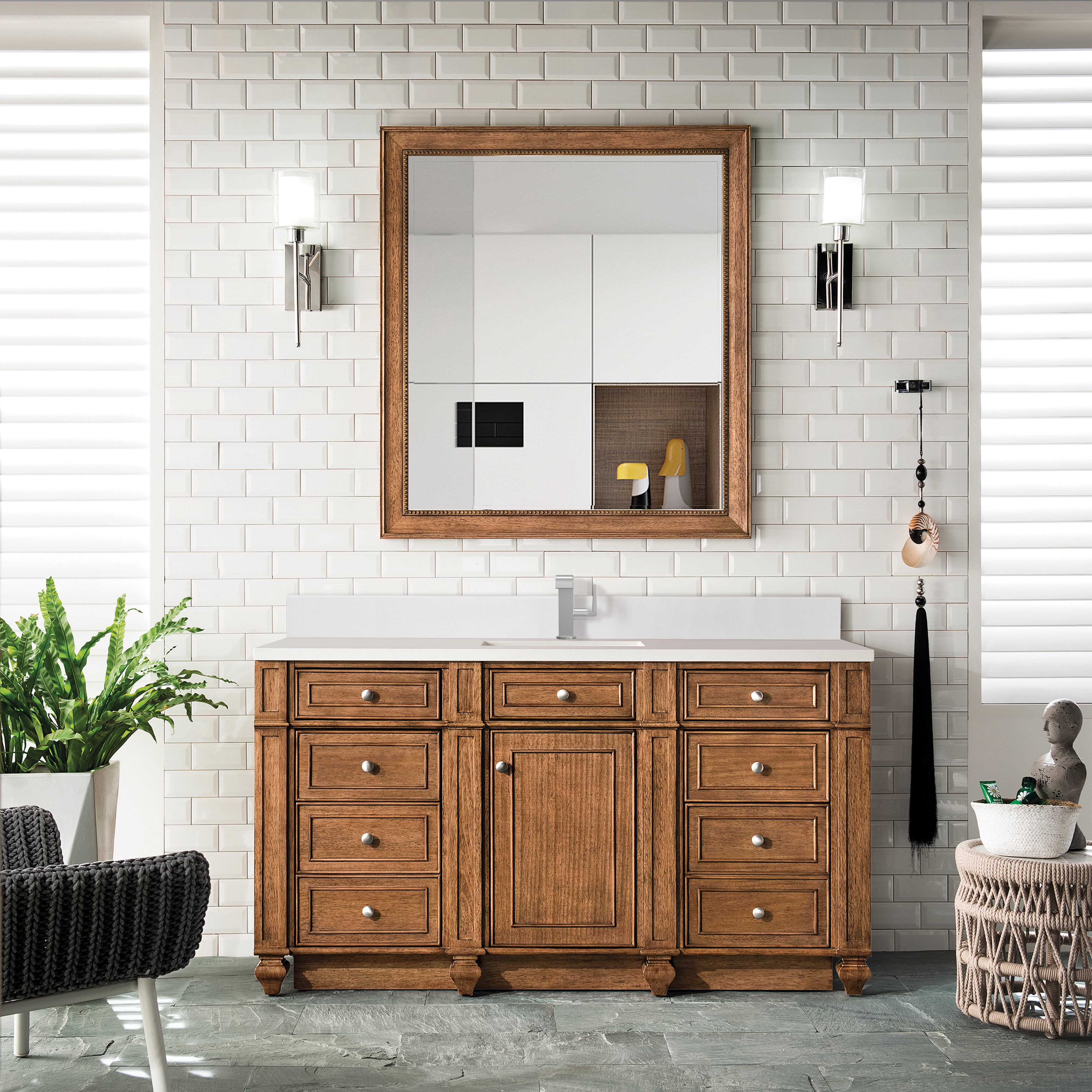 James Martin Bristol 60" Single Vanity in Saddle Brown with 3cm Countertop
