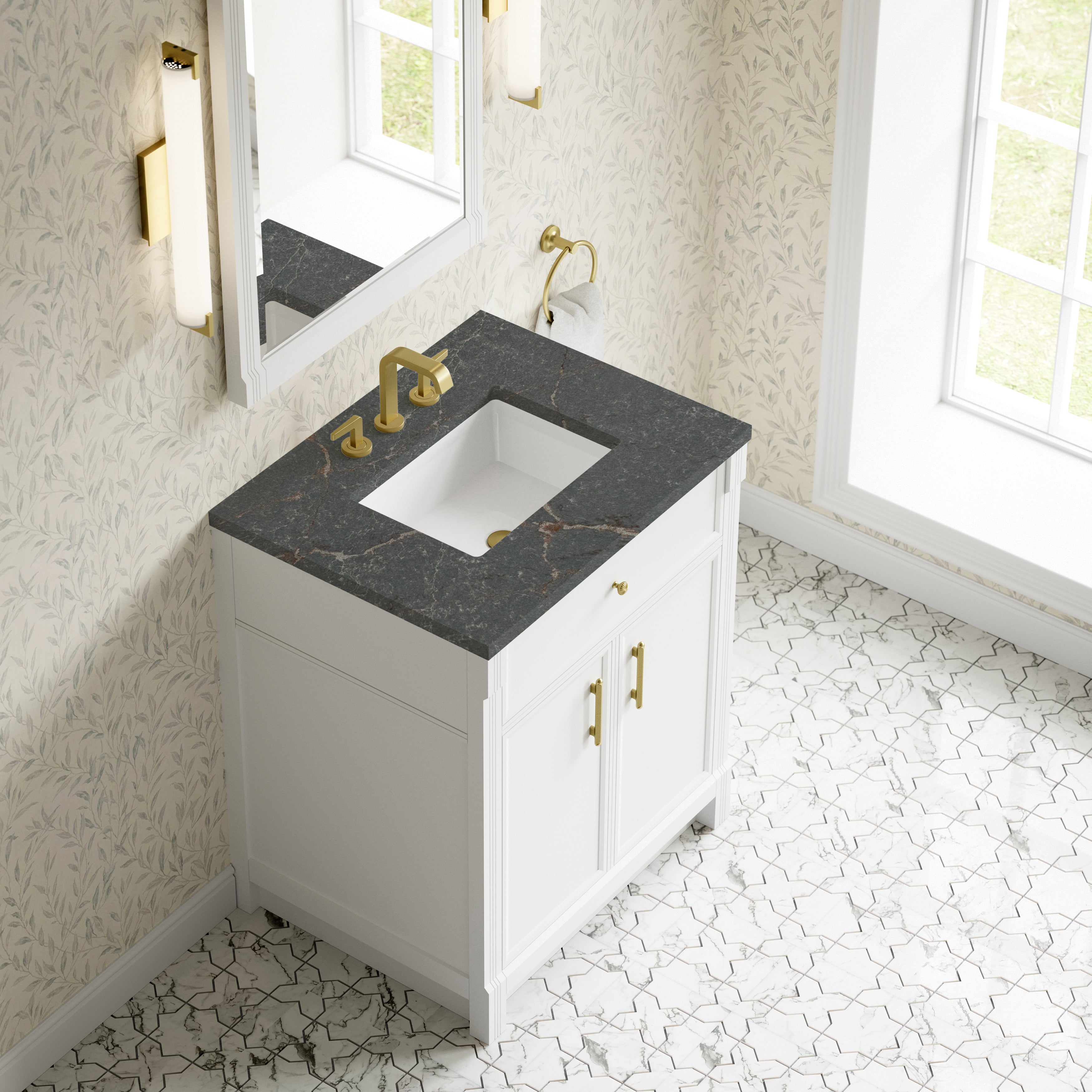 James Martin Bellshire 30" Single Vanity in Bright White with 3cm Countertop
