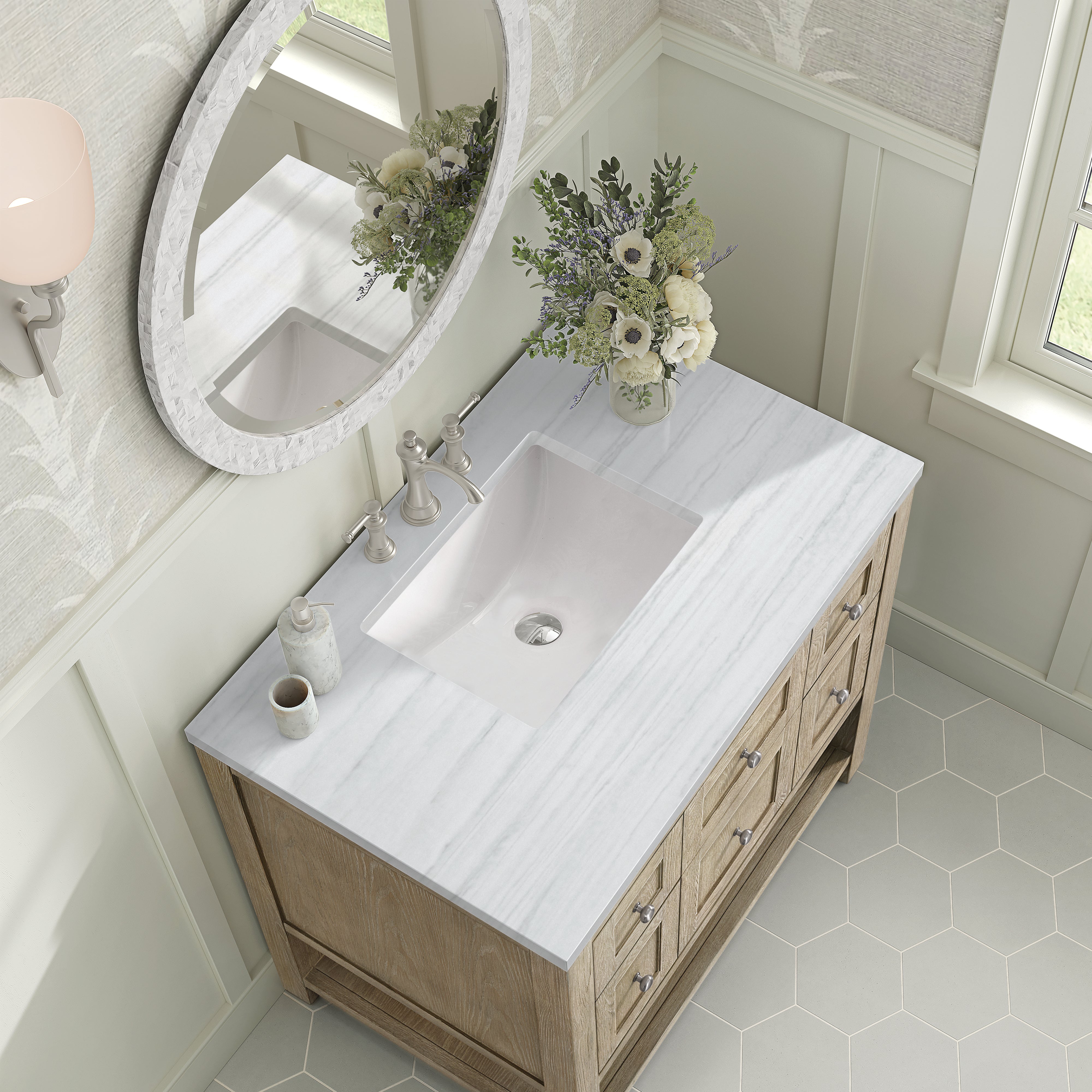 James Martin Breckenridge 36" Single in Whitewashed Oak with 3cm Countertop