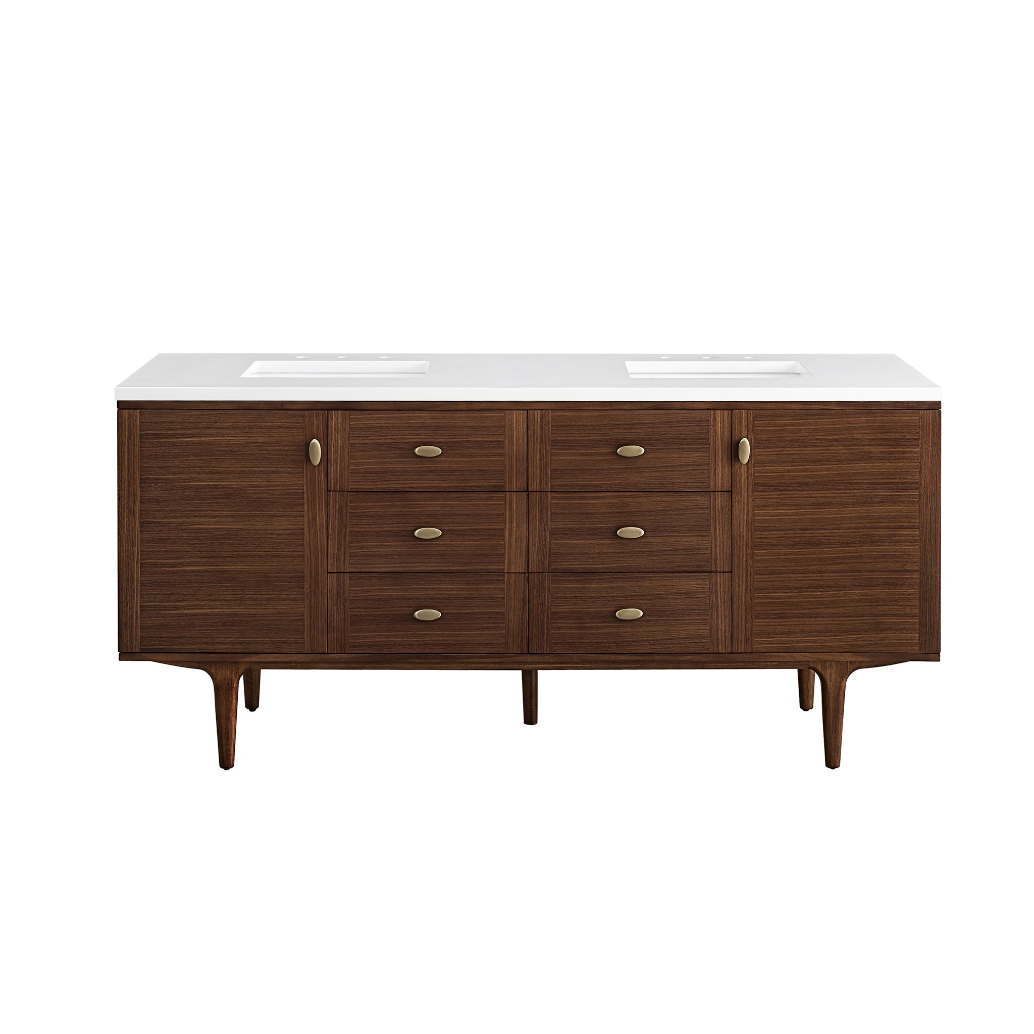 James Martin Amberly 72" Double Vanity in Mid-Century Walnut with 3cm Countertop