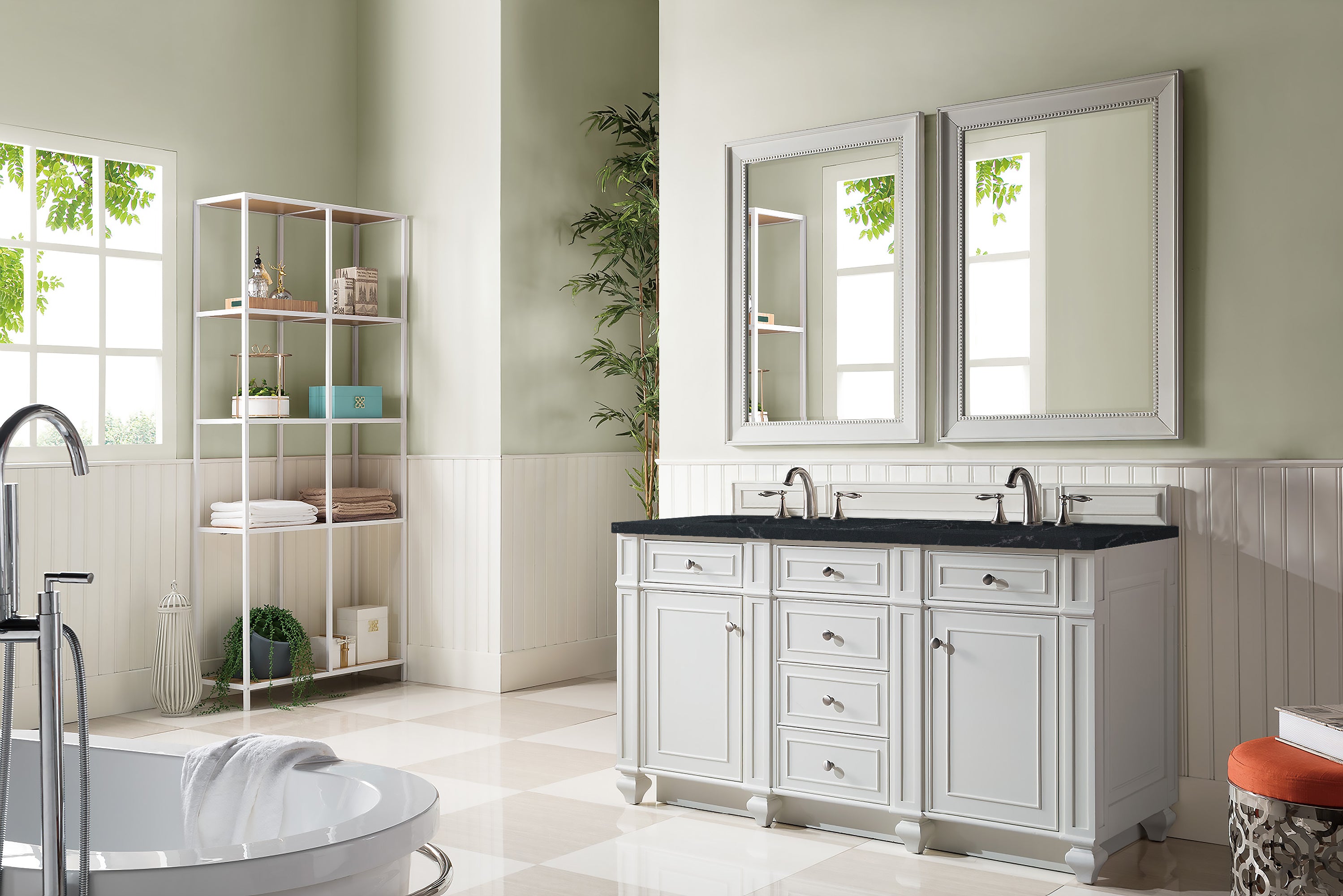 James Martin Bristol 60" Double Vanity in Bright White with 3cm Countertop