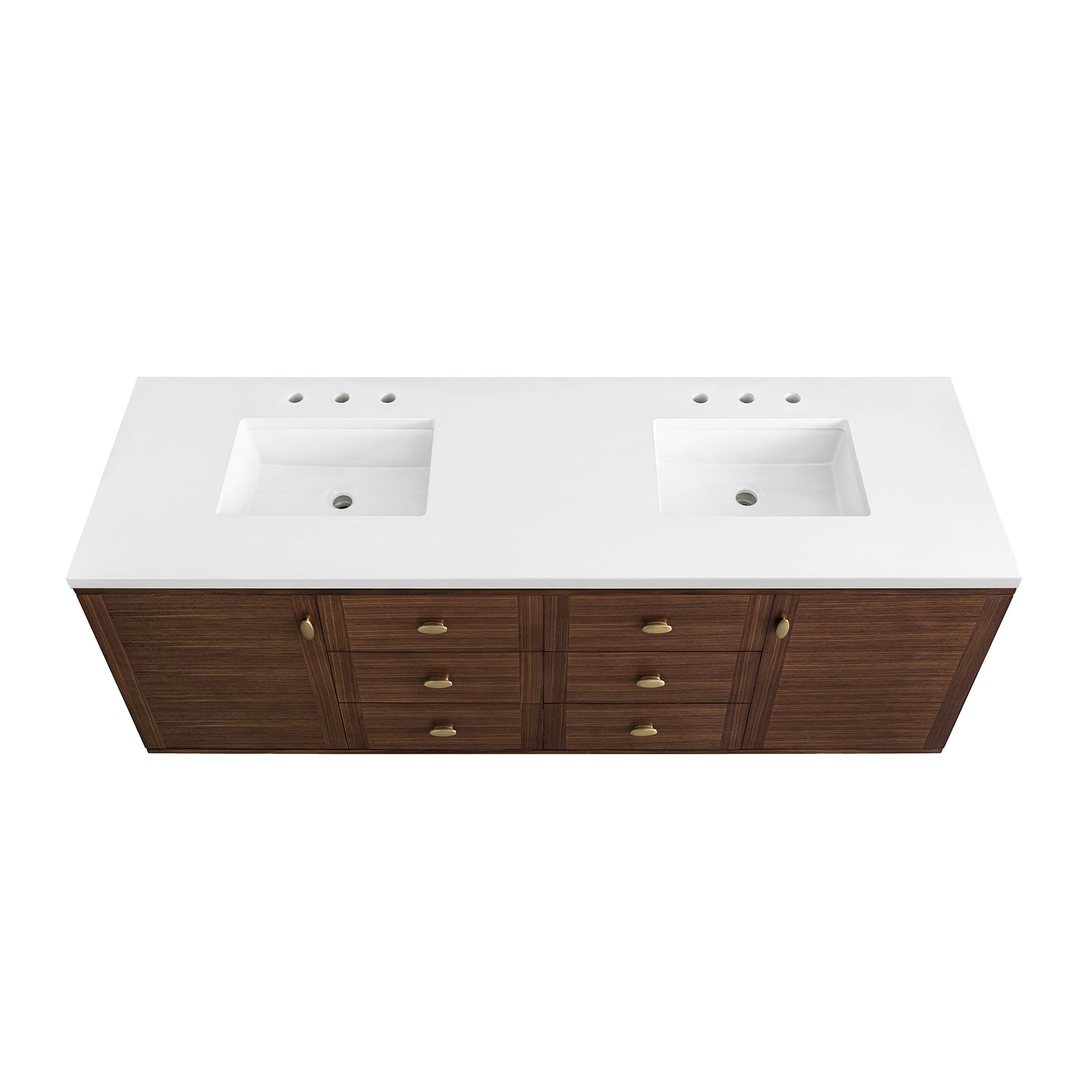 James Martin Amberly 72" Double Vanity in Mid-Century Walnut with 3cm Countertop