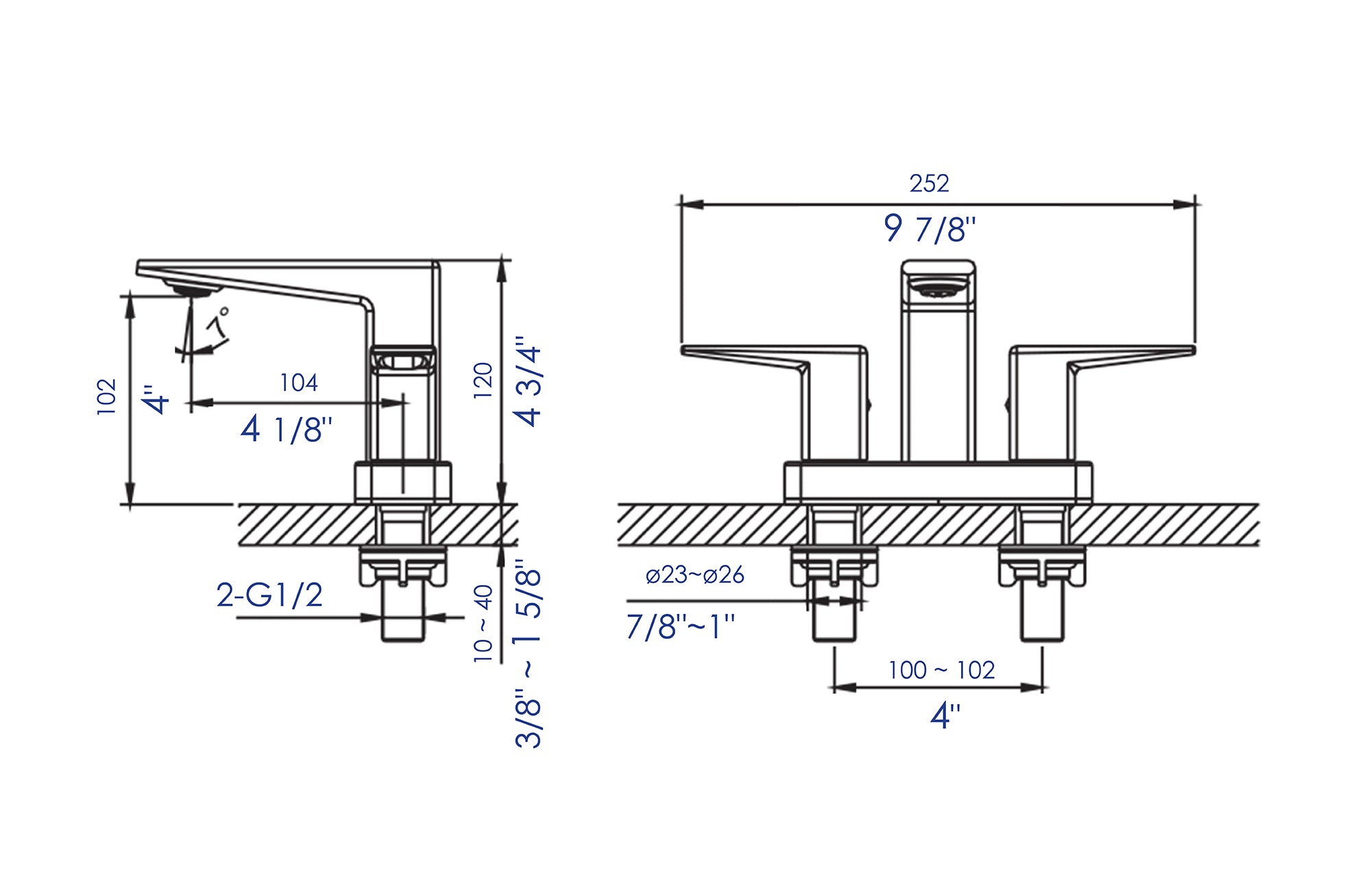 ALFI brand AB1020 Two-Handle 4" Centerset Bathroom Faucet