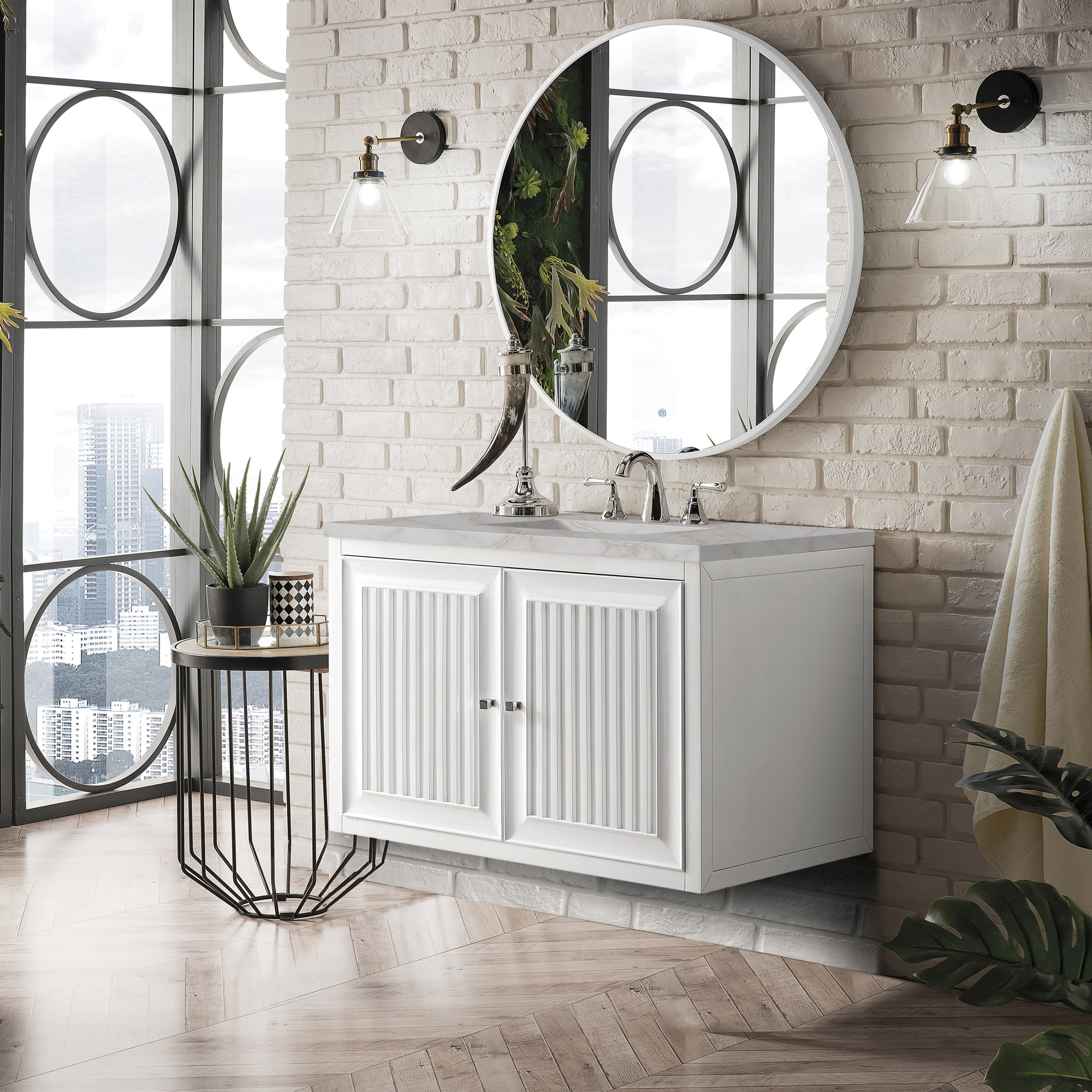 James Martin Athens 36" Single Vanity in Glossy White with 3cm Countertop