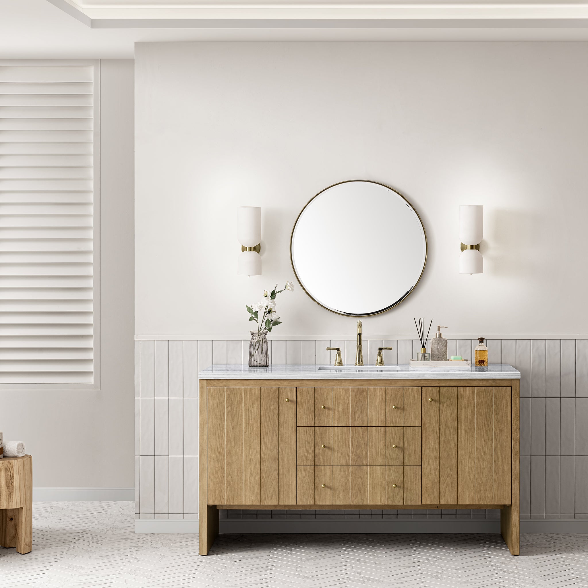 James Martin Hudson 60" Single Vanity in Light Natural Oak with 3cm Countertop